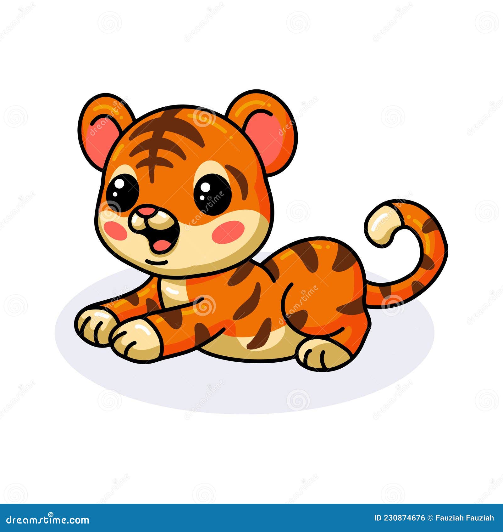 Cute Baby Tiger Cartoon Lying Down Stock Vector - Illustration of
