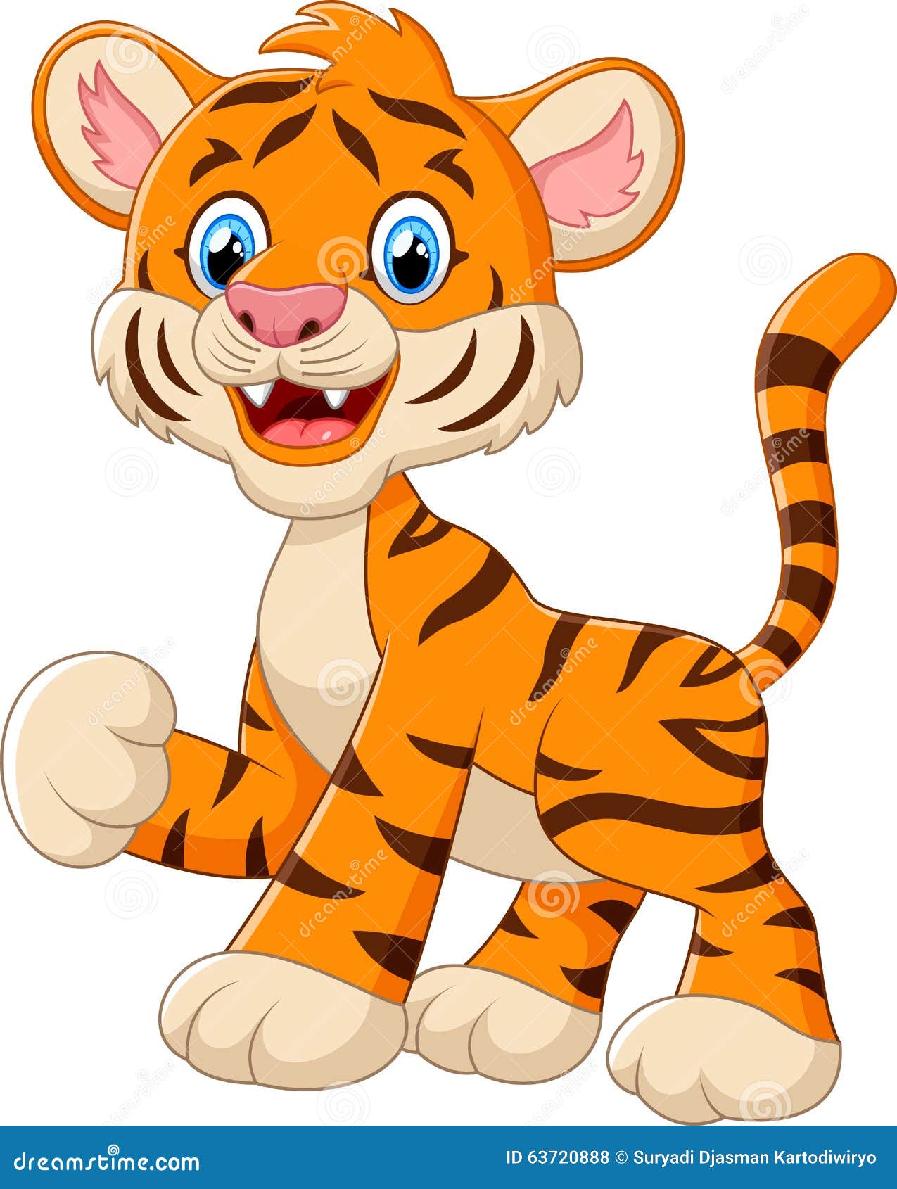 Cute Baby Tiger Cartoon Waving Stock Vector - Image: 63720888