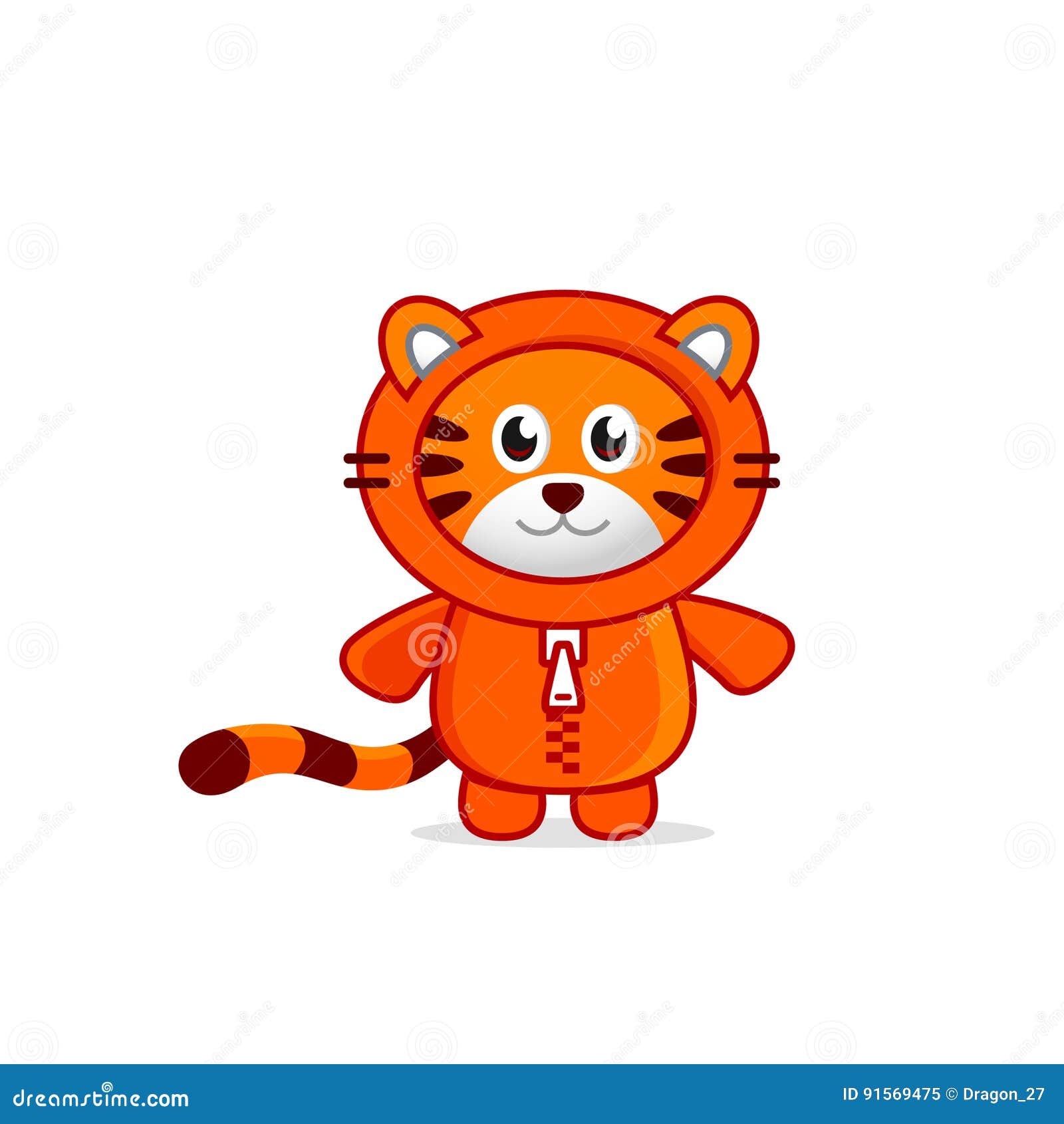 Download Cute Baby Tiger In The Hoodie. Stock Vector - Illustration ...