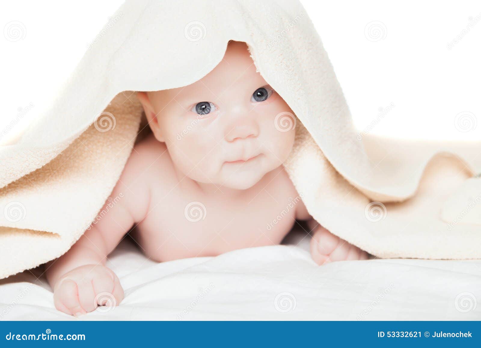 Cute Baby Under the Towel after Bathing Stock Image Image of girl
