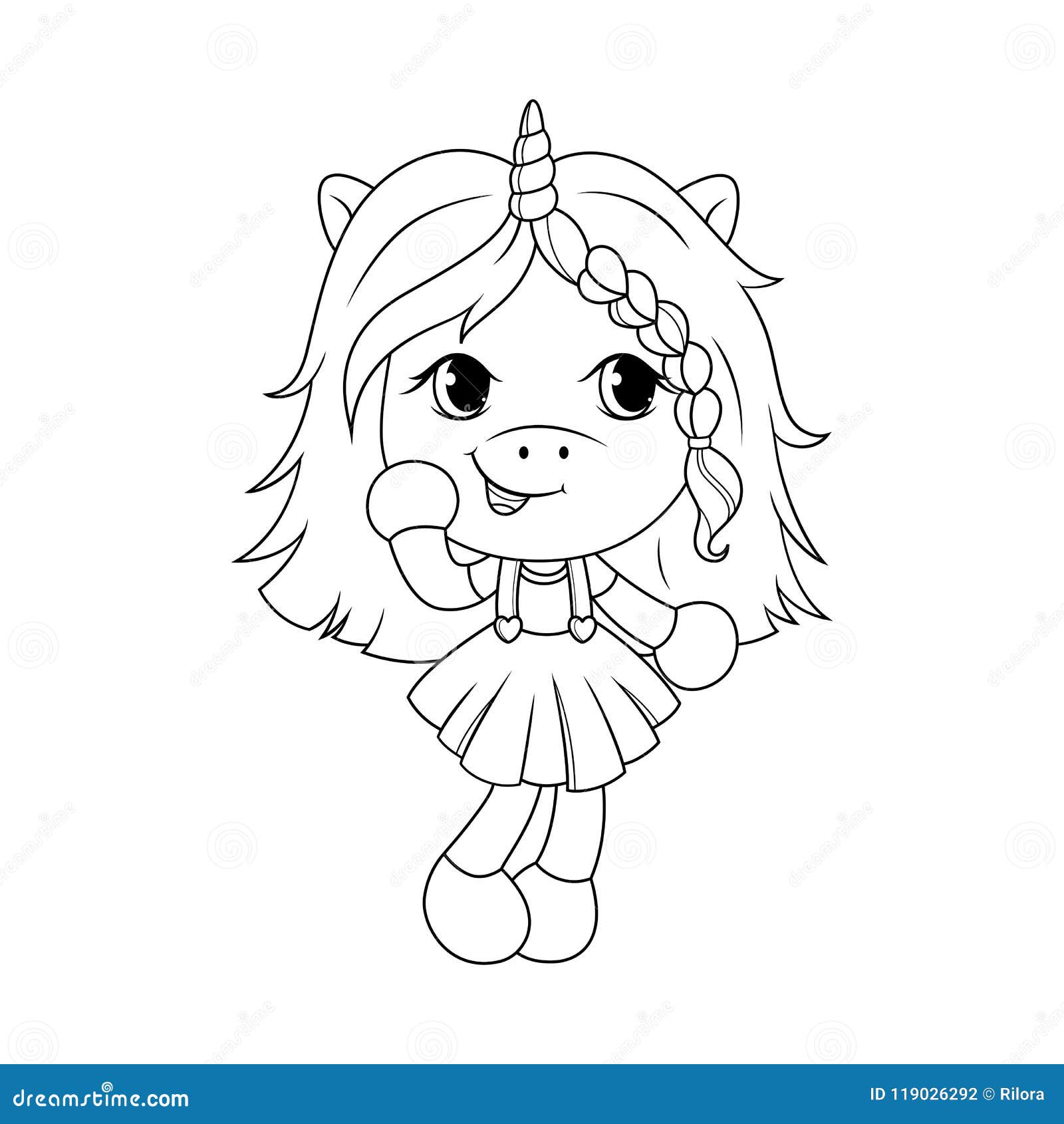  Cute  Baby Unicorn  Coloring  Page  For Girls Vector Stock 