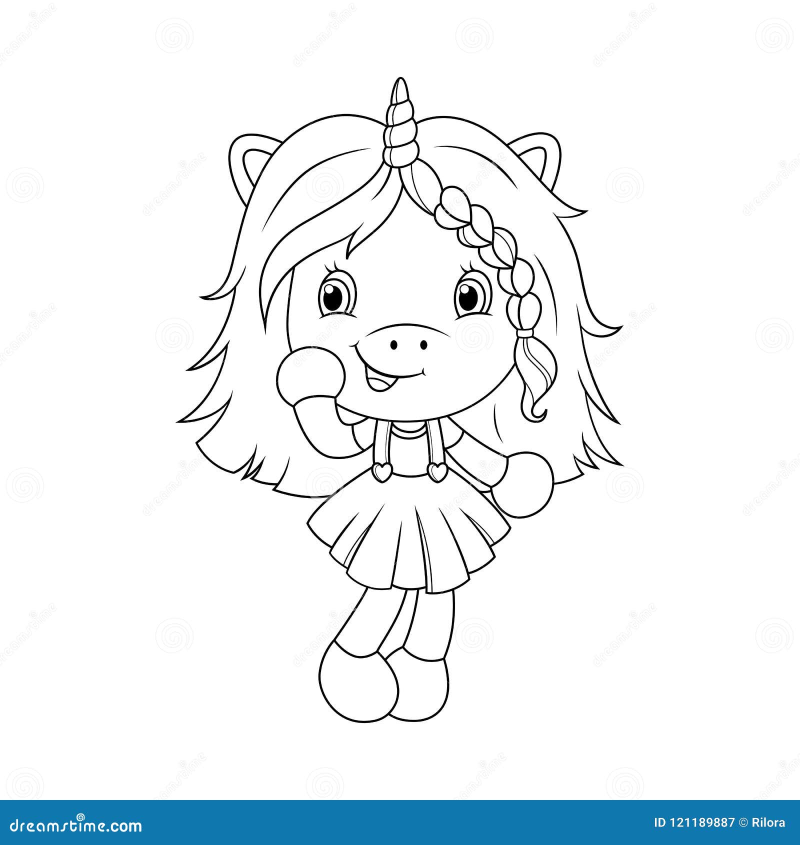 Cute Baby Unicorn Coloring Page For Girls Vector Stock Vector Illustration Of Fairytale Black 121189887