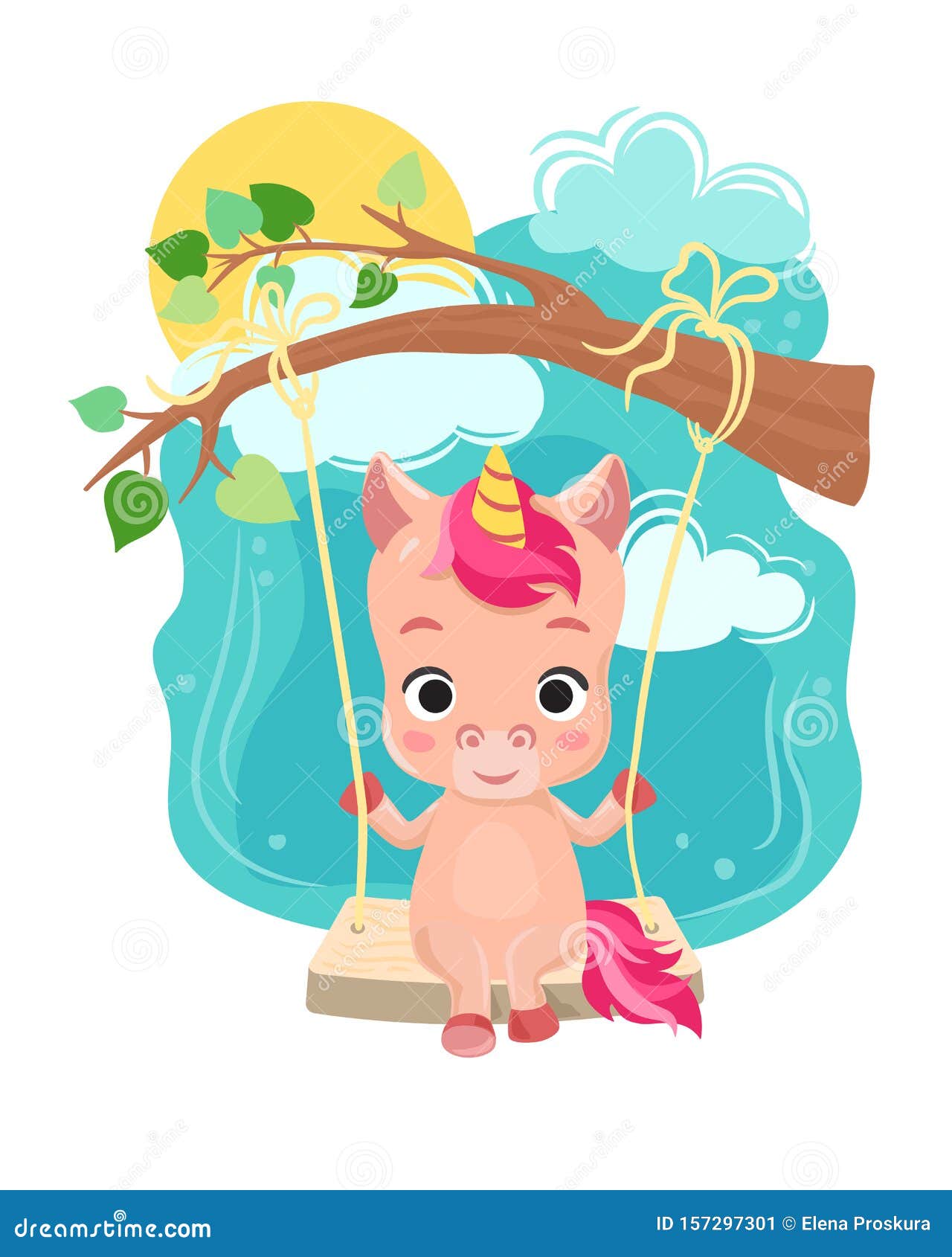 Download Cute Baby Unicorn. Vector Illustration. Cartoon Character ...