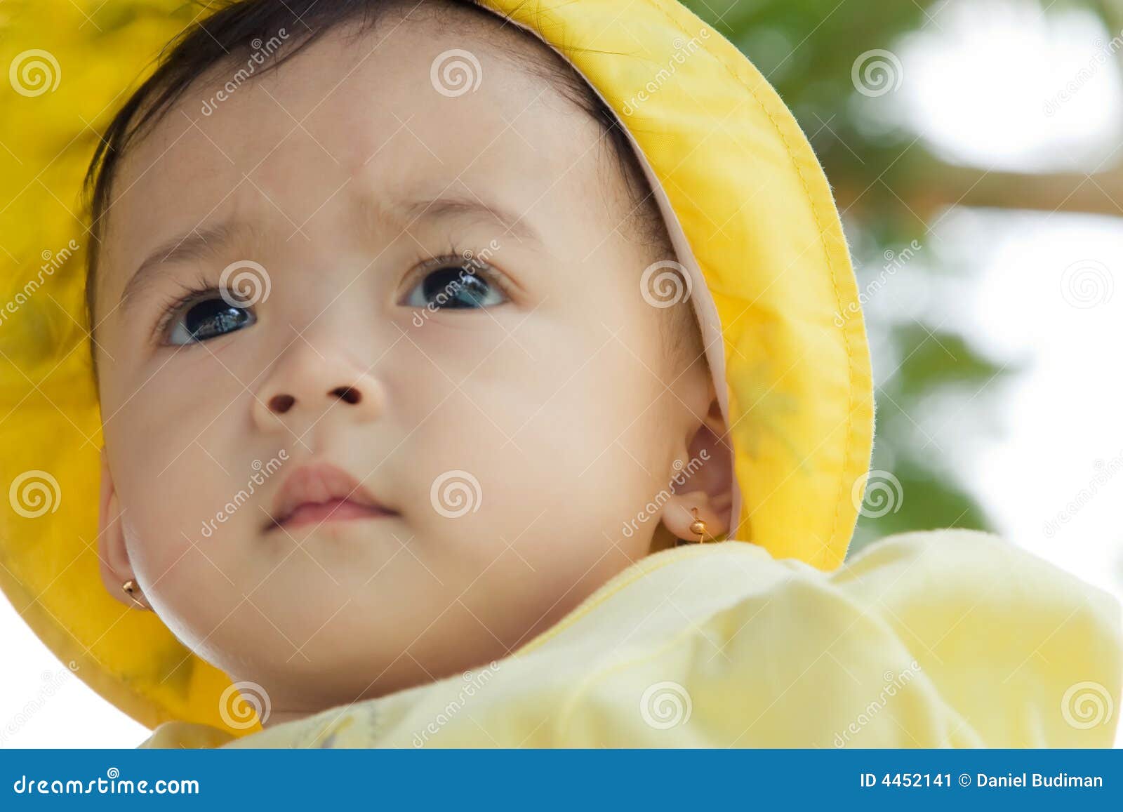 Cute Baby Wearing Yellow Hat Stock Image Image of healthy, beauty