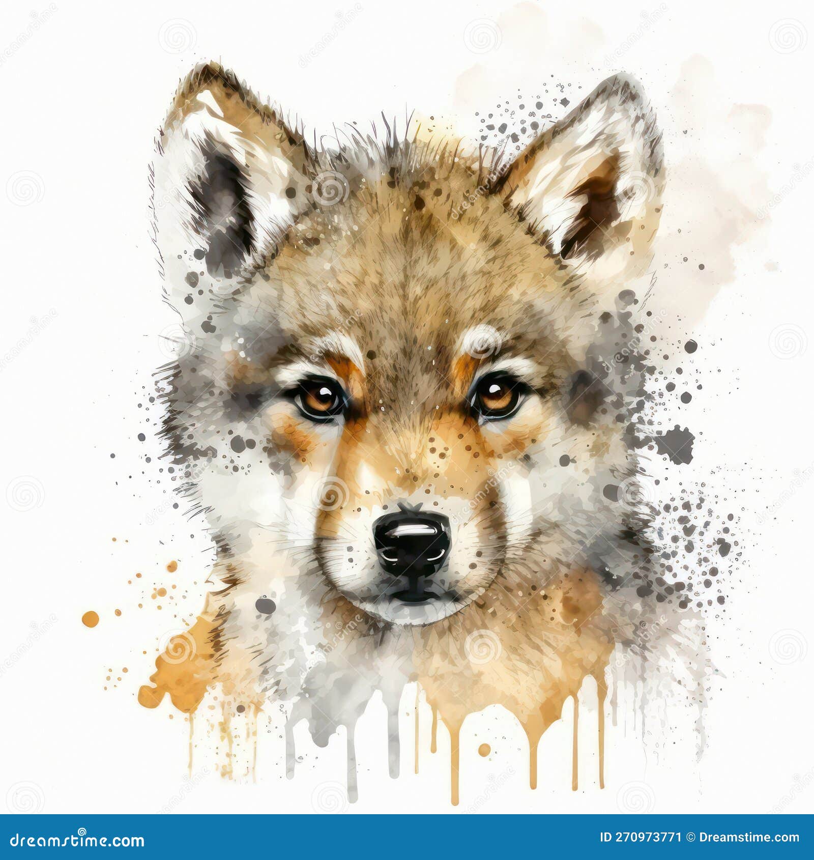 Cute baby wolf. stock image. Image of coyote, pattern - 270973771