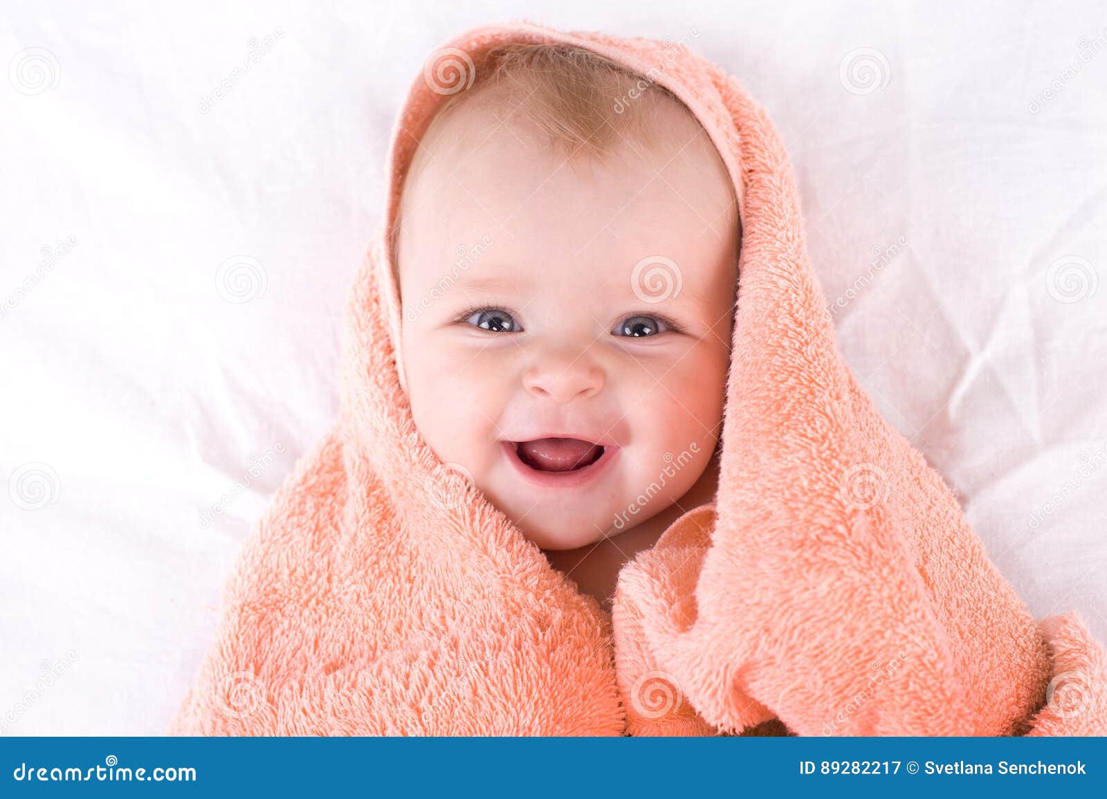 A cute baby wrapped in stock image. Image of infant, funny - 89282217