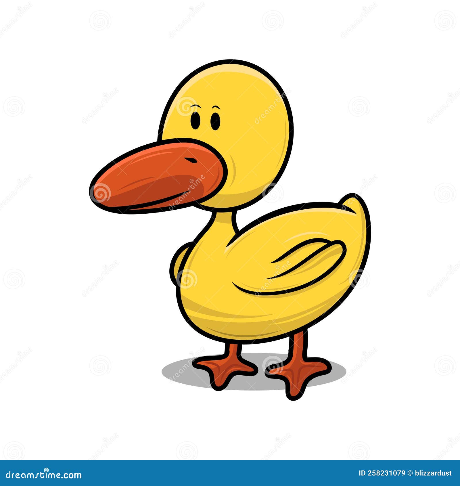 Isolated Cute Baby Yellow Duck Vector Illustration with Cartoon Style
