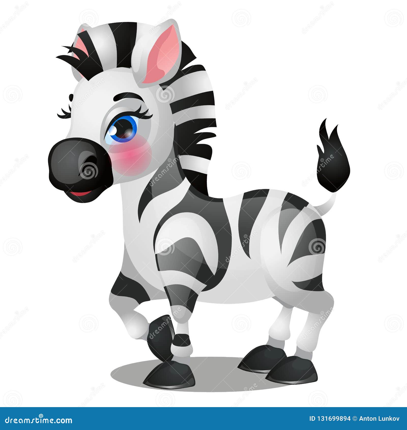 Download Cute Baby Zebra Isolated On White Background. Vector ...