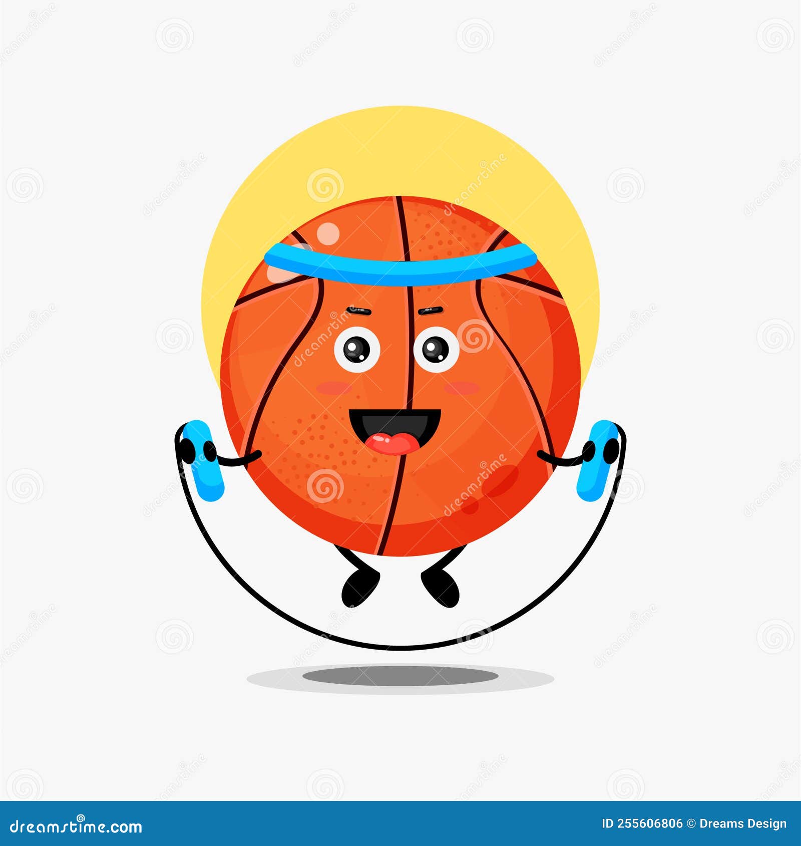 Cute Basketball Character Doing Jump Rope Stock Vector Illustration