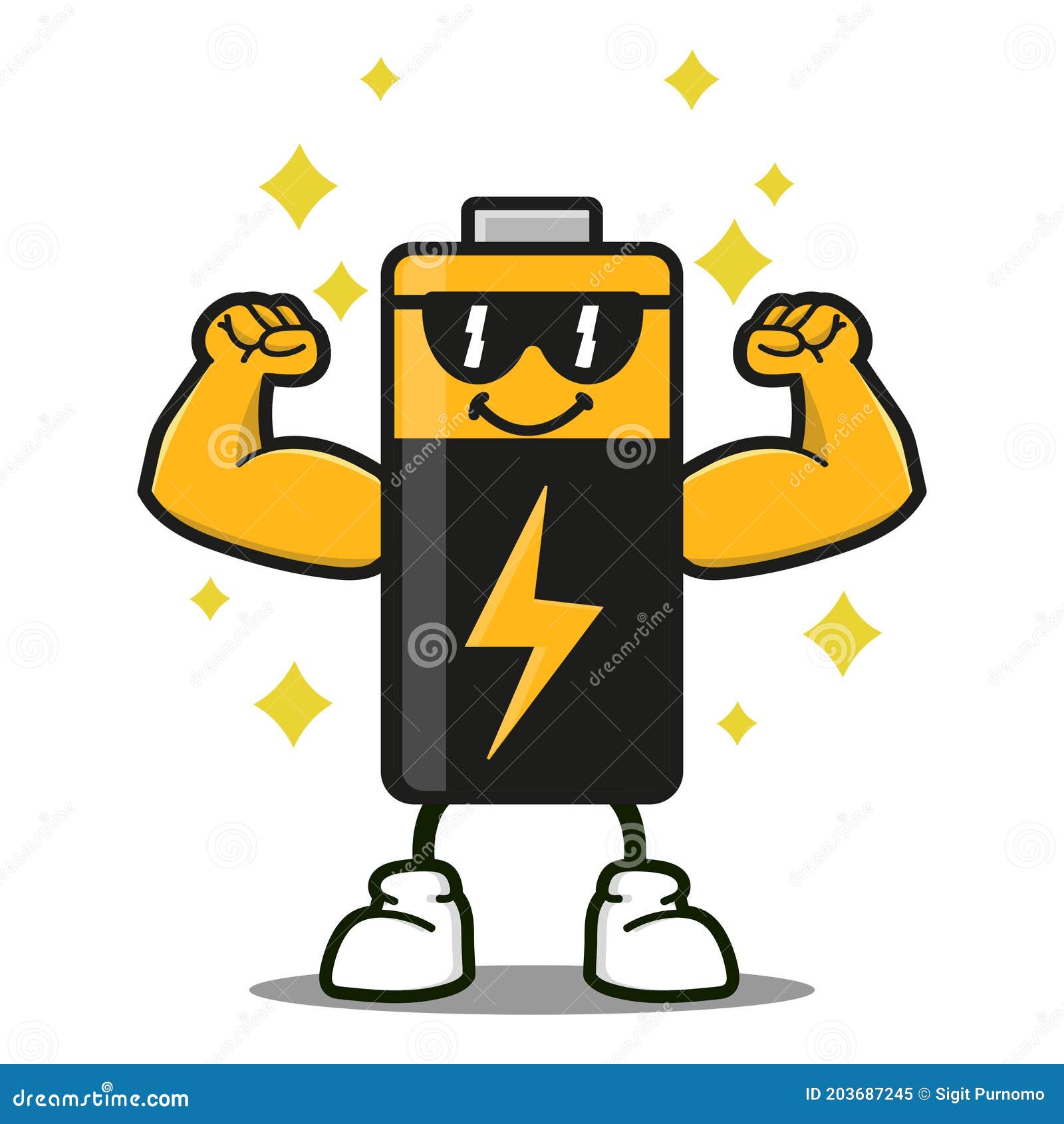 Cute Battery Cartoon Mascot Character Stock Vector - Illustration of  dashing, emotion: 203687245