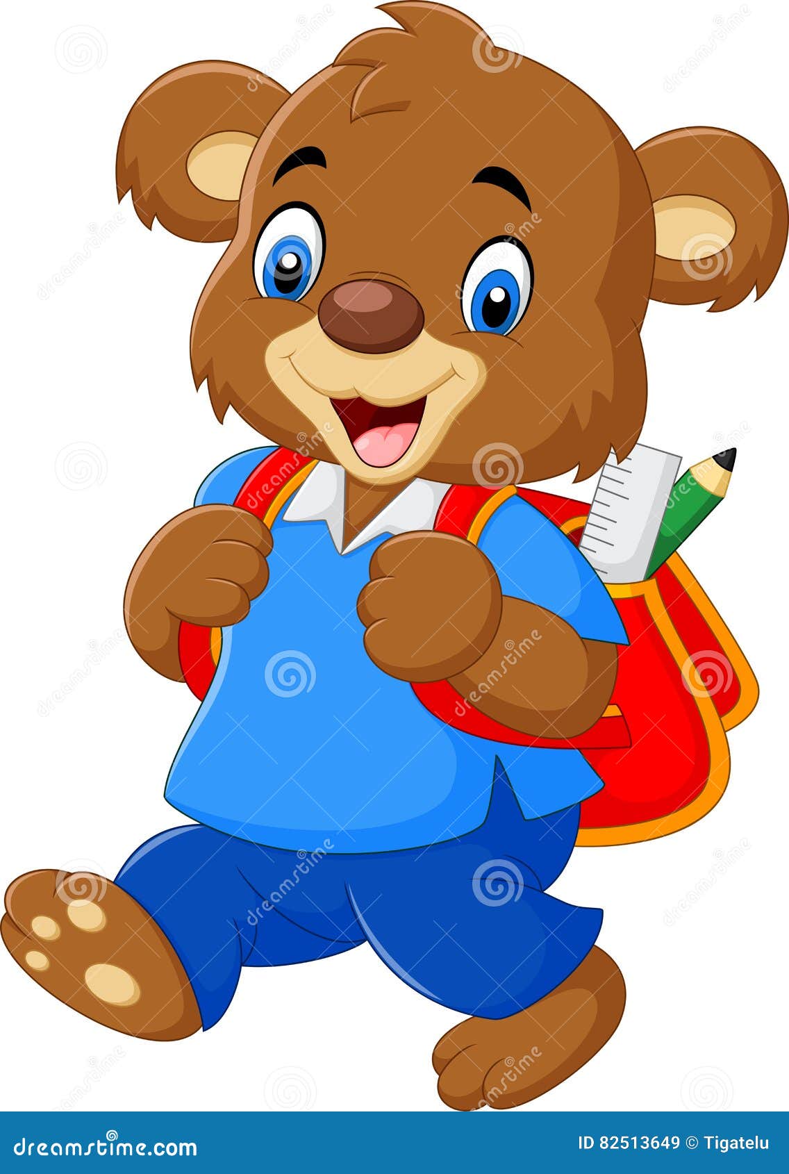 Cute bear with backpack stock vector. Illustration of funny 82513649