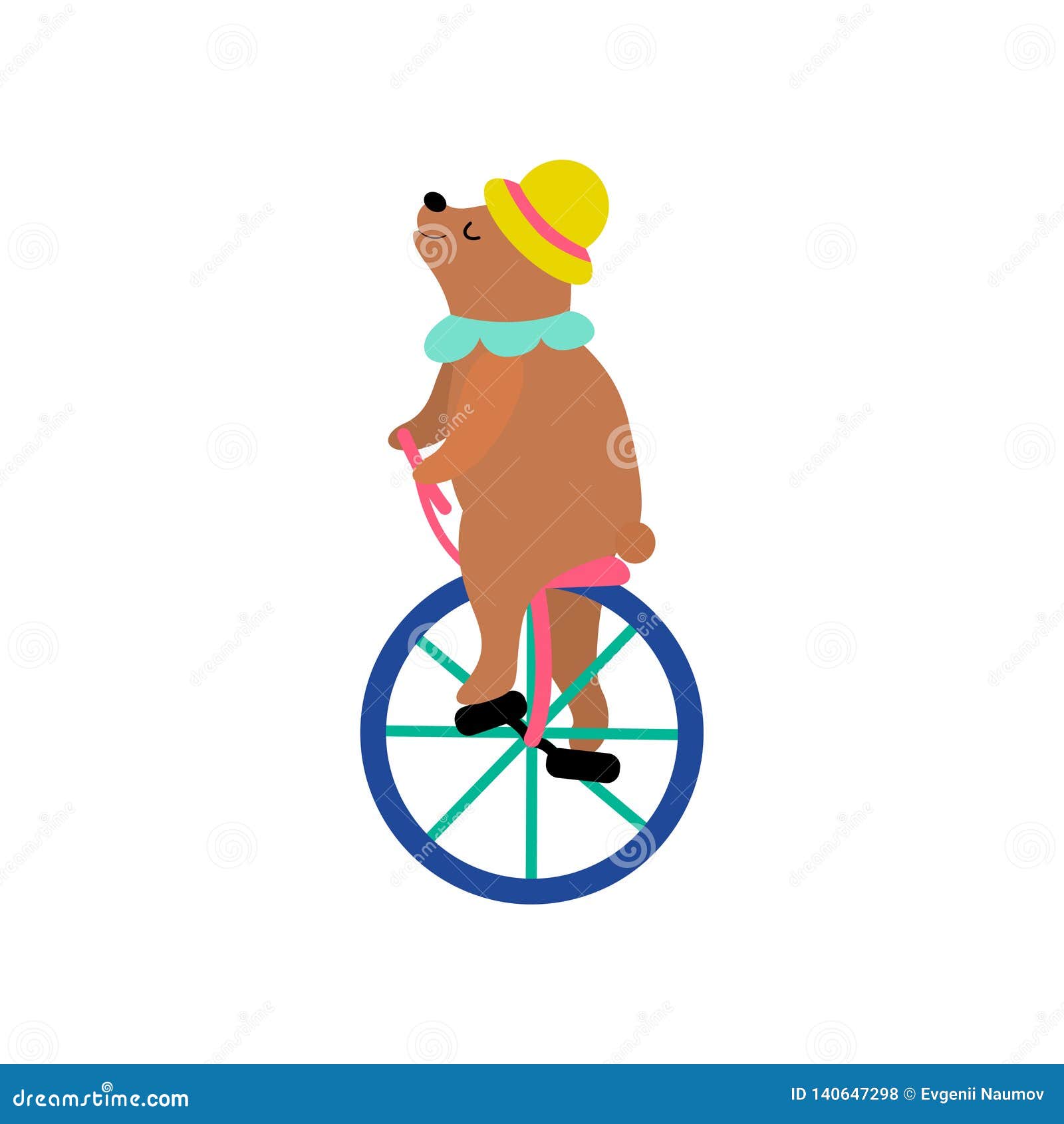 Multicolor 18x18 Balance Balancing Animal Circus Athlete Sports Unicycle Bear Retro Riding Bicycle Cyclist Artist Gift Throw Pillow
