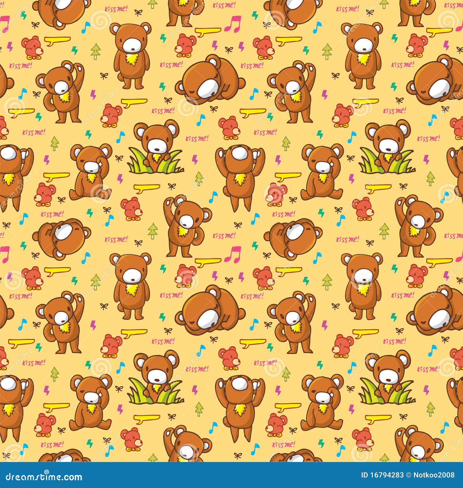 Cute bear seamless pattern stock vector. Illustration of cheerful ...