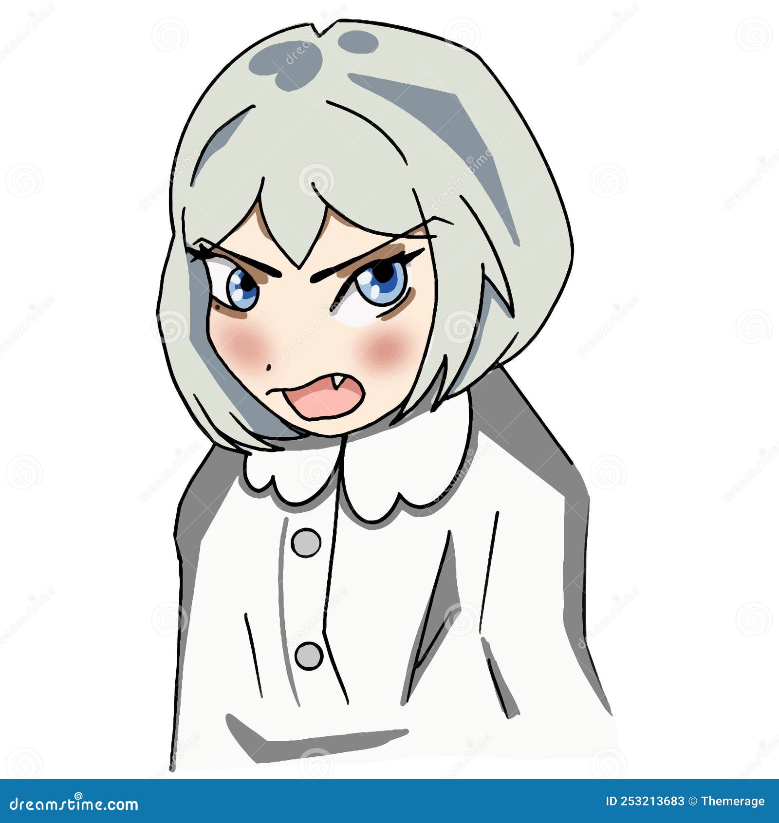 Angry Anime Style Big Blue Eyes Funny Anime Red Symbol Stock Illustration -  Download Image Now - iStock