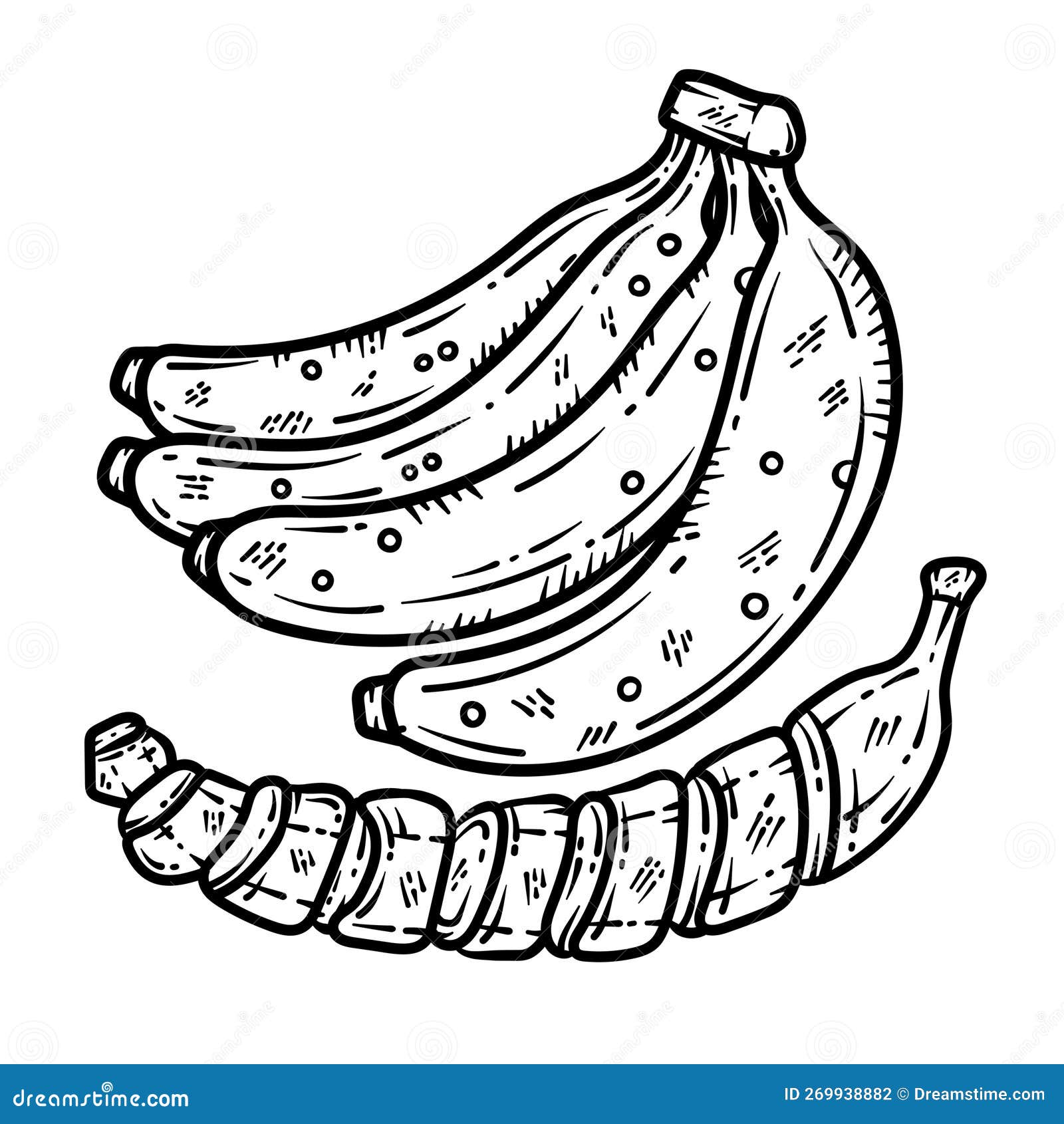 Summer Banana Line Art Coloring Page for Adult Stock Vector ...