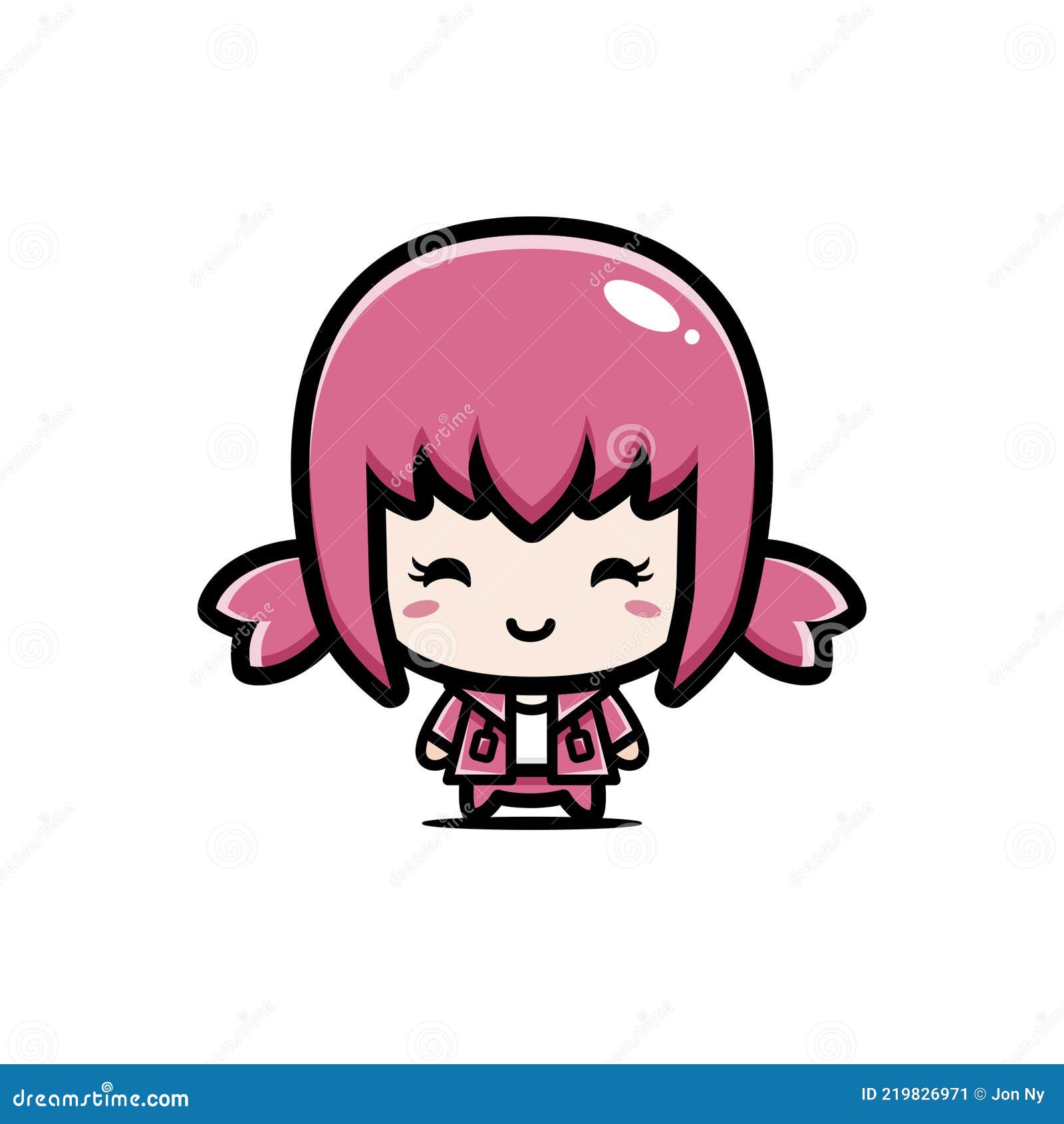 Cute and Beautiful Girl Cartoon Character Wearing Pink Costume and Hair  Stock Vector - Illustration of hair, greeting: 219826971