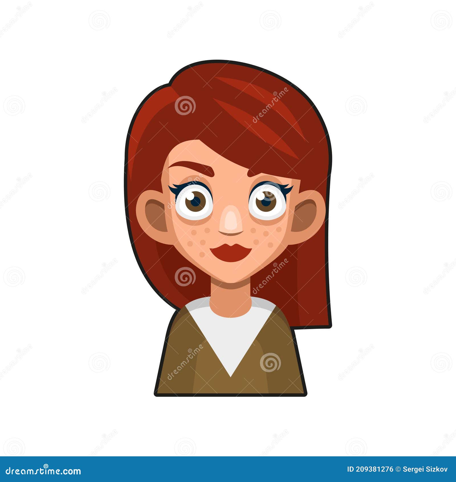 Cute Beautiful Redhead Girl Avatar. Young Woman Cartoon Style Userpic ...