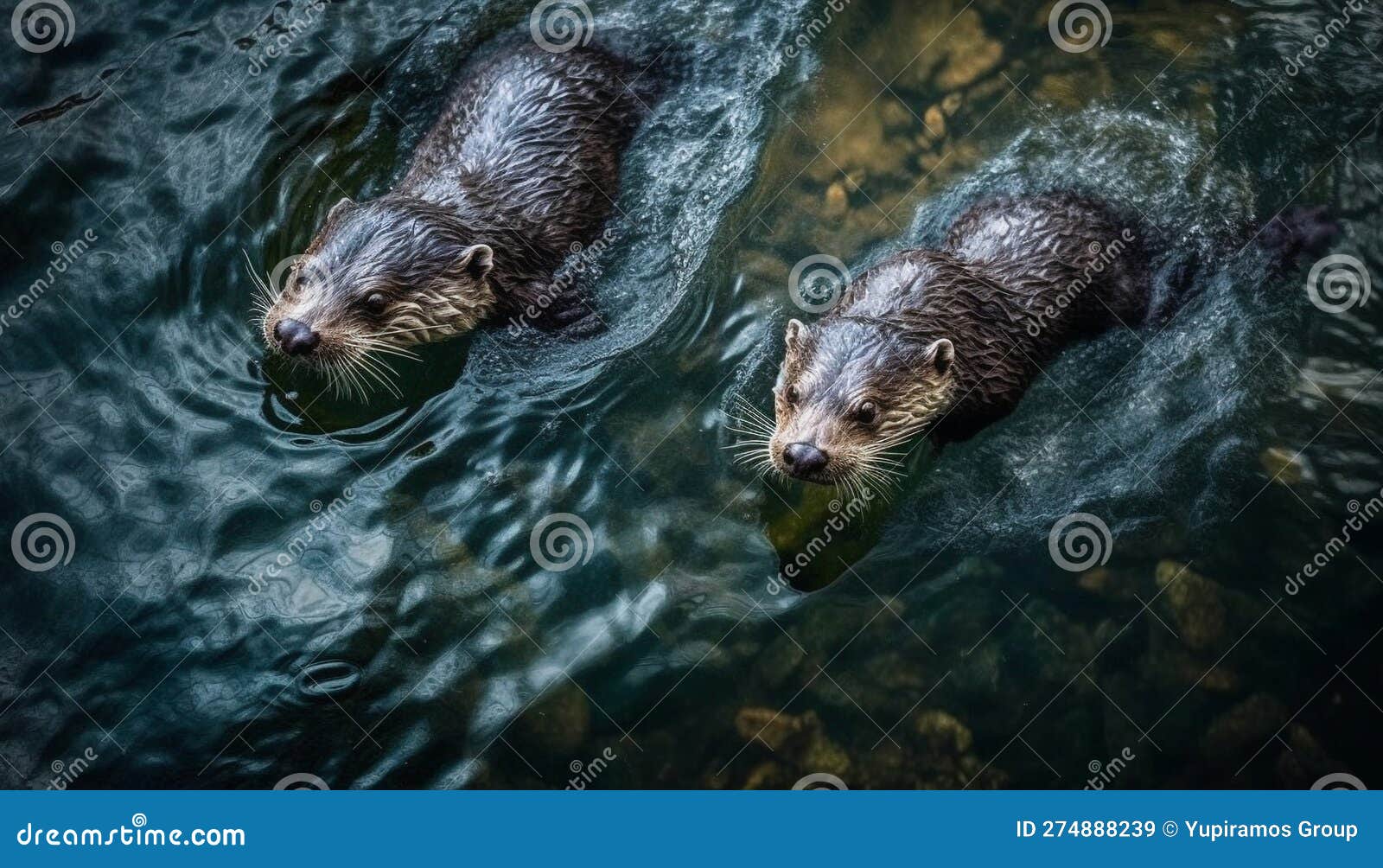 Cute Beaver Eating Fish in Tranquil Pond Generated by AI Stock Illustration Illustration of