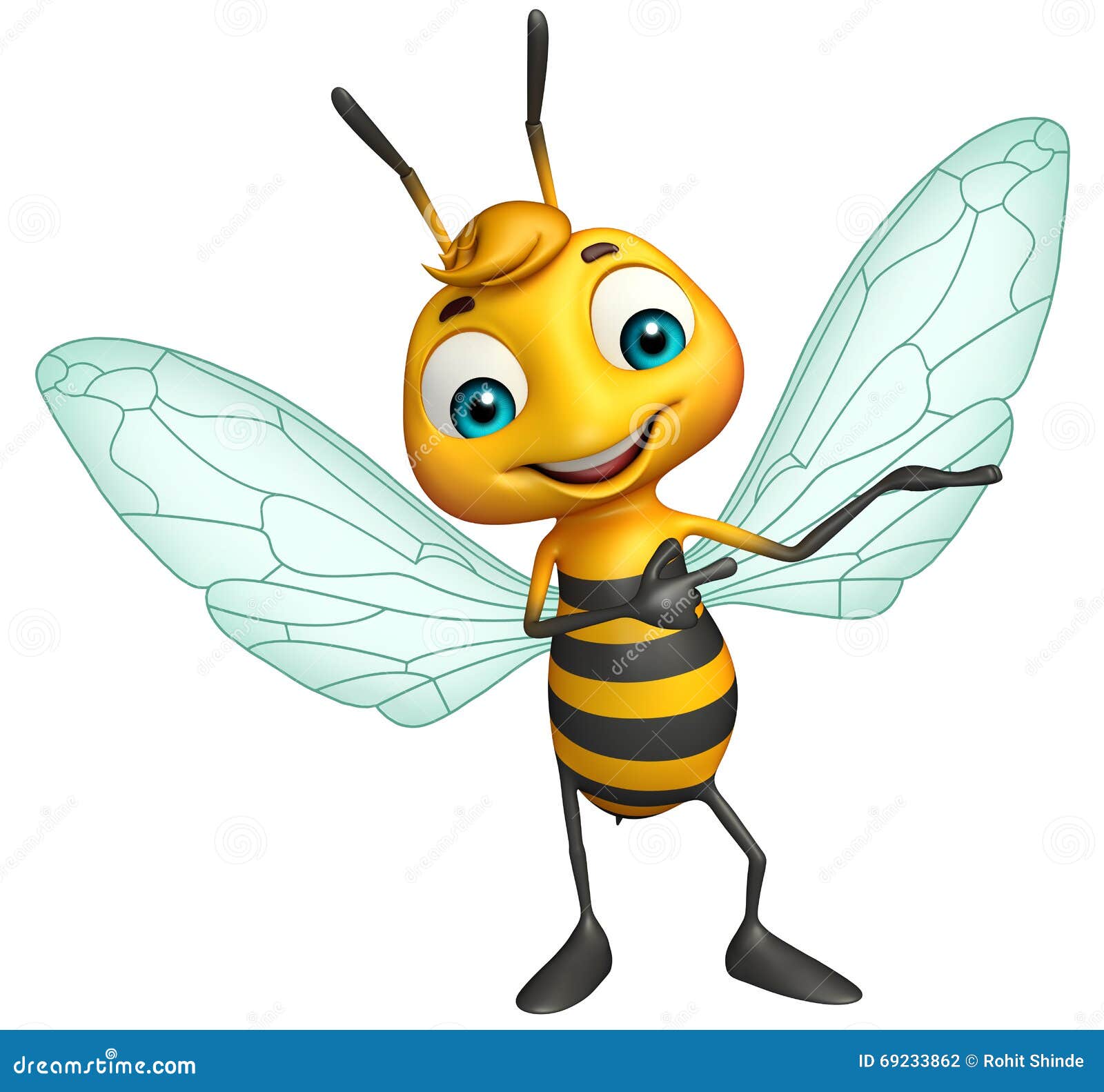 Cute Bee Funny Cartoon Character Stock Illustration - Illustration of wings,  golden: 69233862