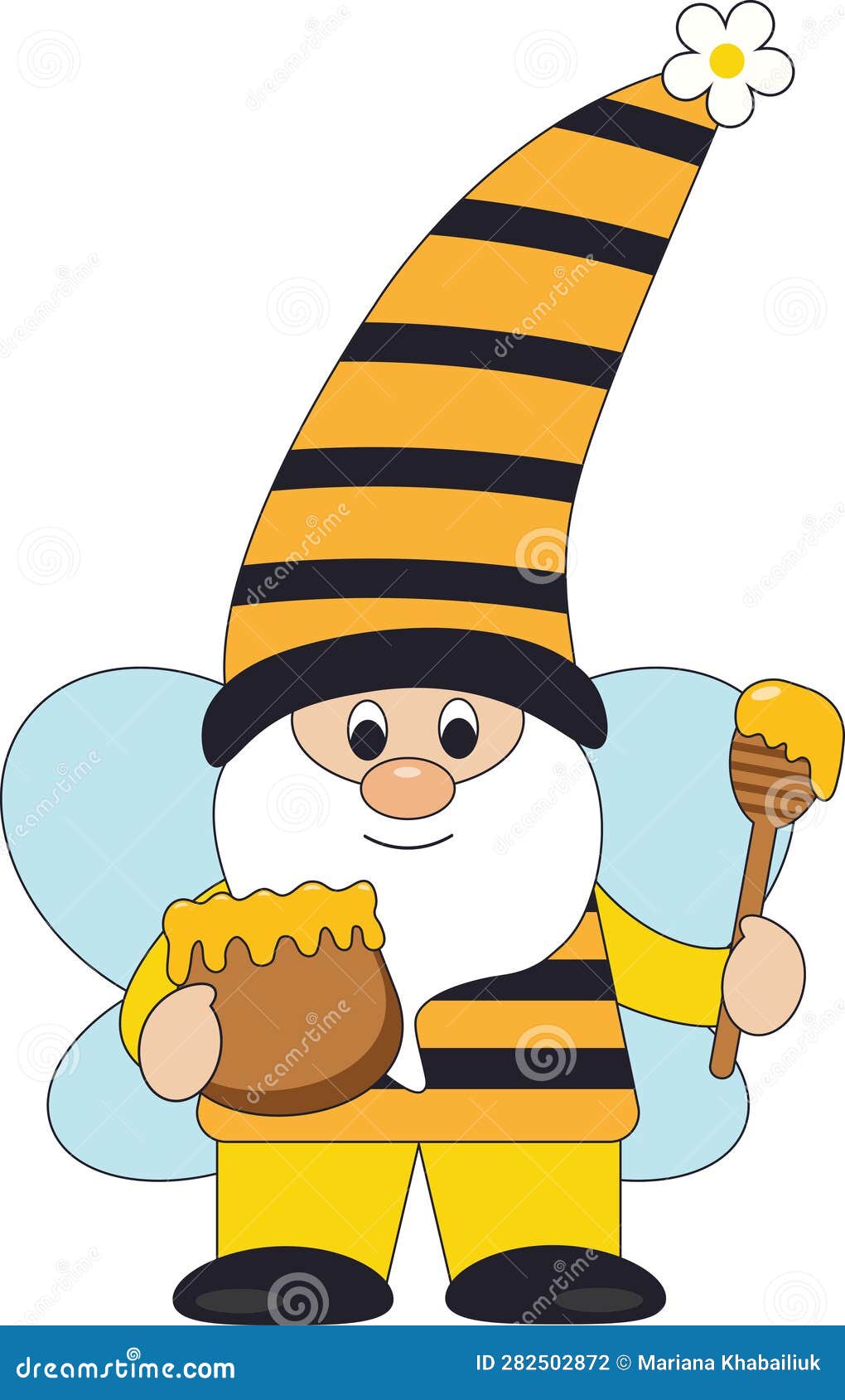 Bumble bee gnome cute cartoon yellow Royalty Free Vector