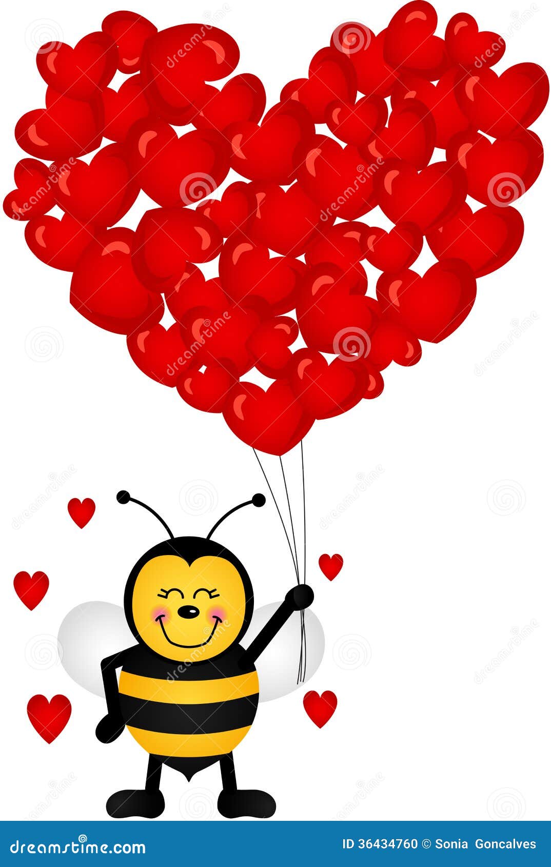 cute bee with heart d balloons