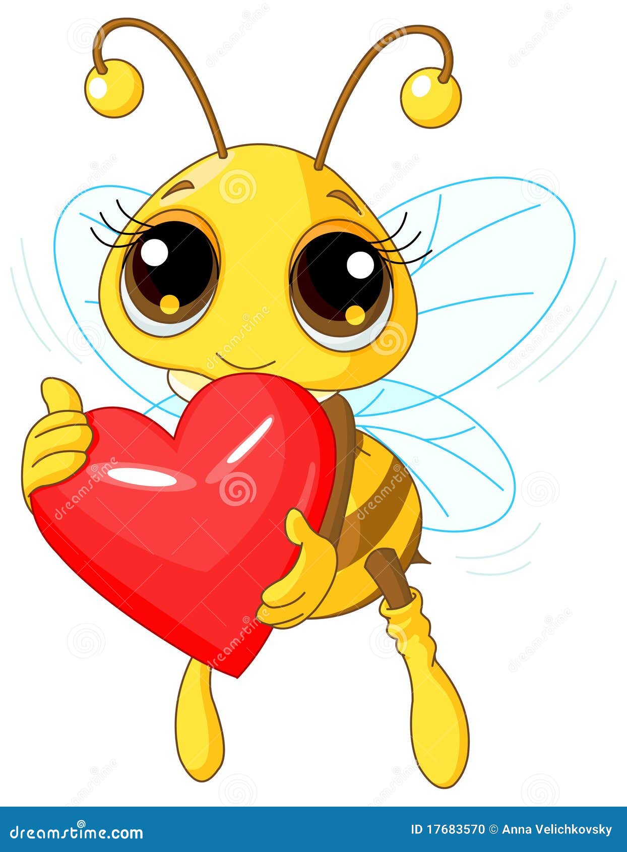Cute Bee Holding Love Heart Stock Vector - Illustration of ...