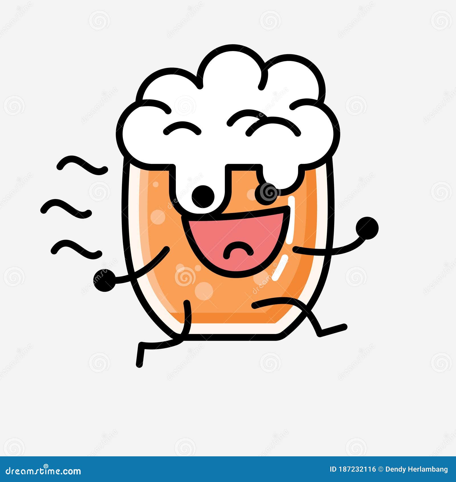 Cute Beer Mascot Vector Character in Flat Design Style Stock Vector ...