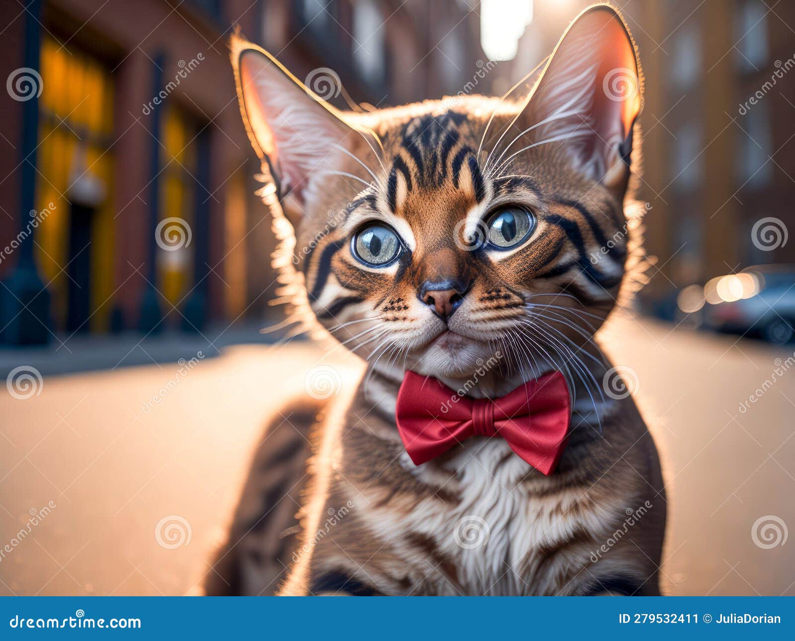 Cute Cat Wearing Coat and Red Bowtie Graphic by vatemplatecards