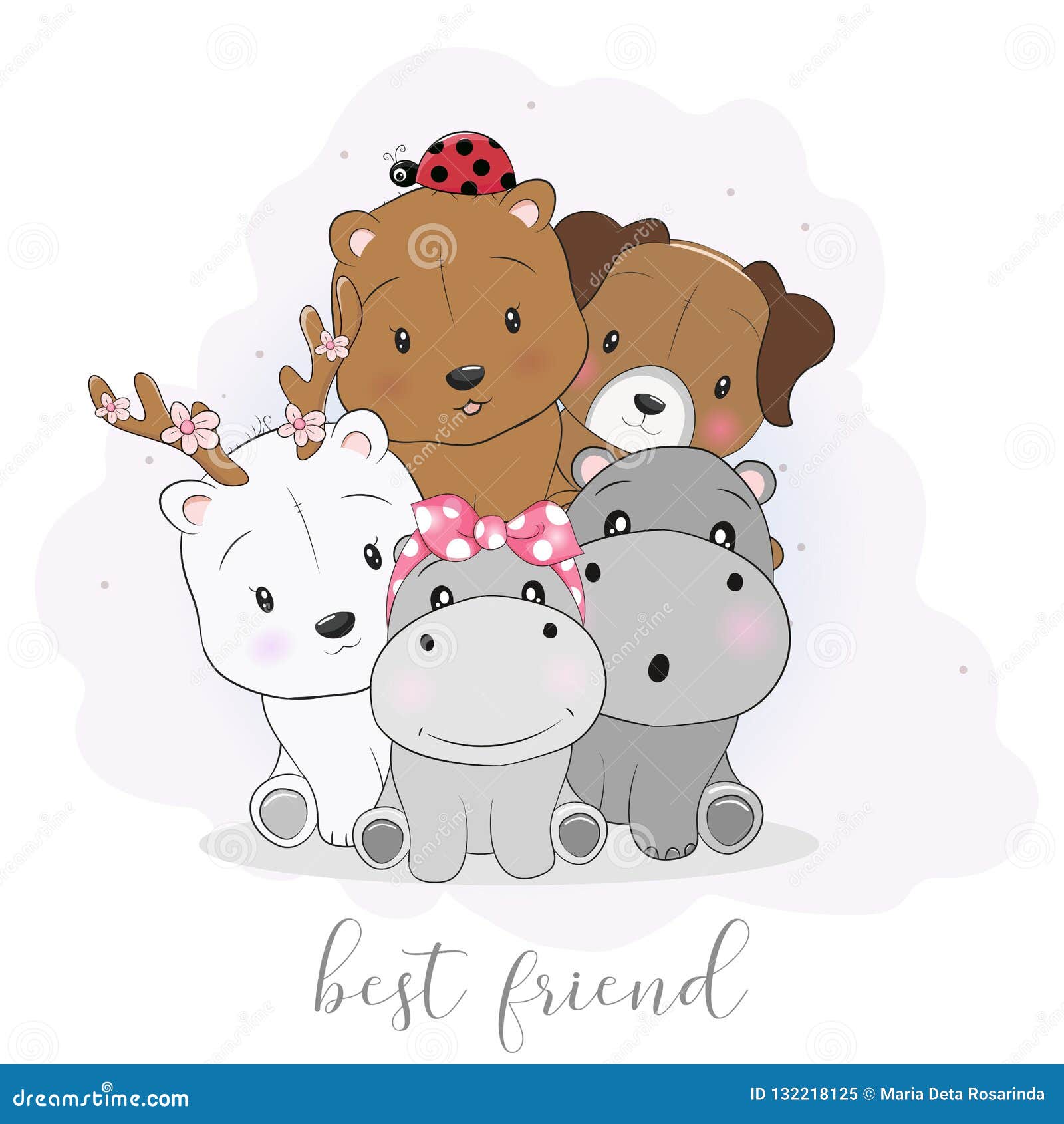 Cute Best Friend Cartoon Animals Stock Vector - Illustration of cute, card: 132218125 Cute Best Friend Cartoon Animals Stock Vector - Illustration of cute, card: 132218125
