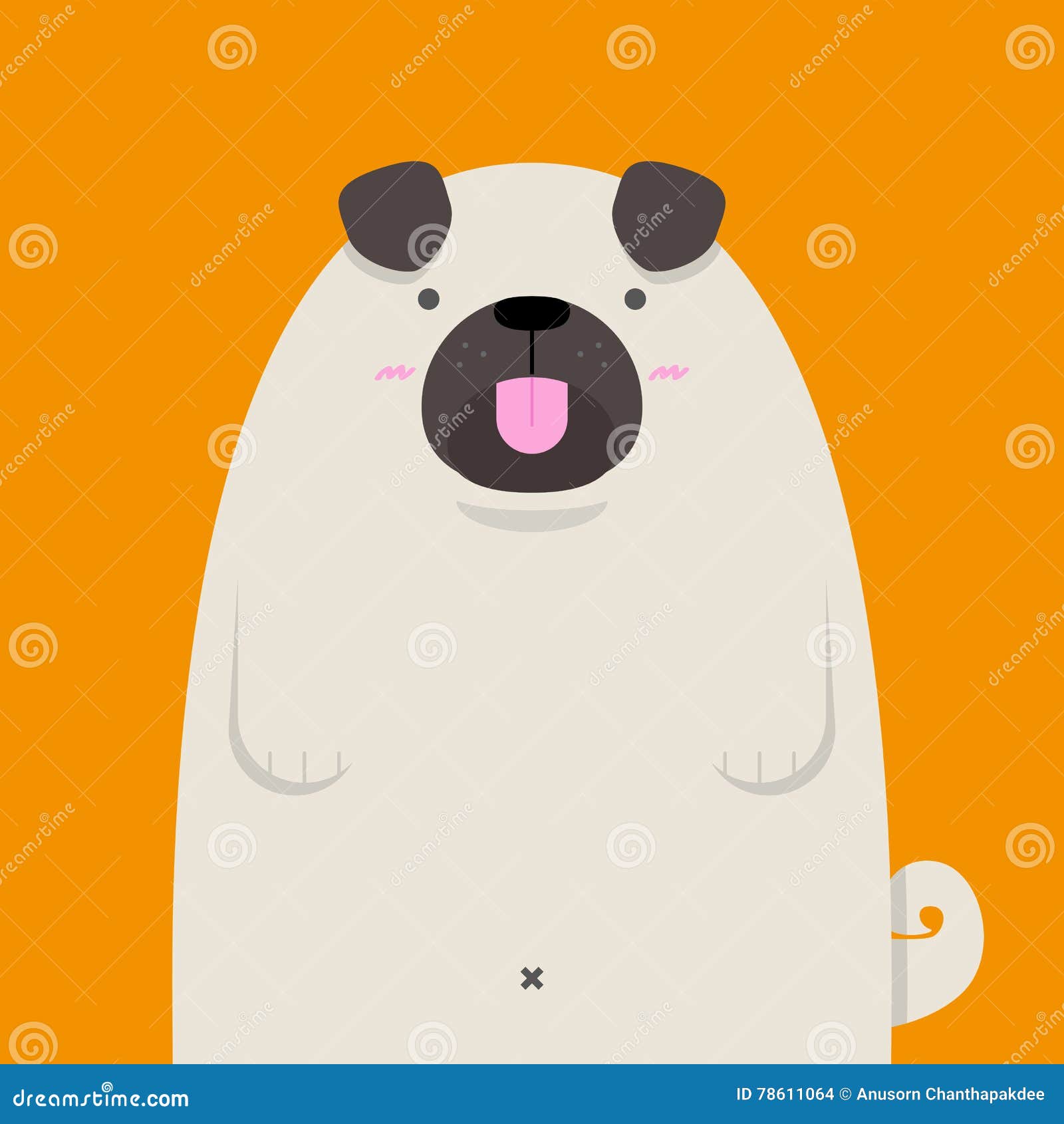 Cute big fat Pug dog stock vector. Illustration of vector - 78611064