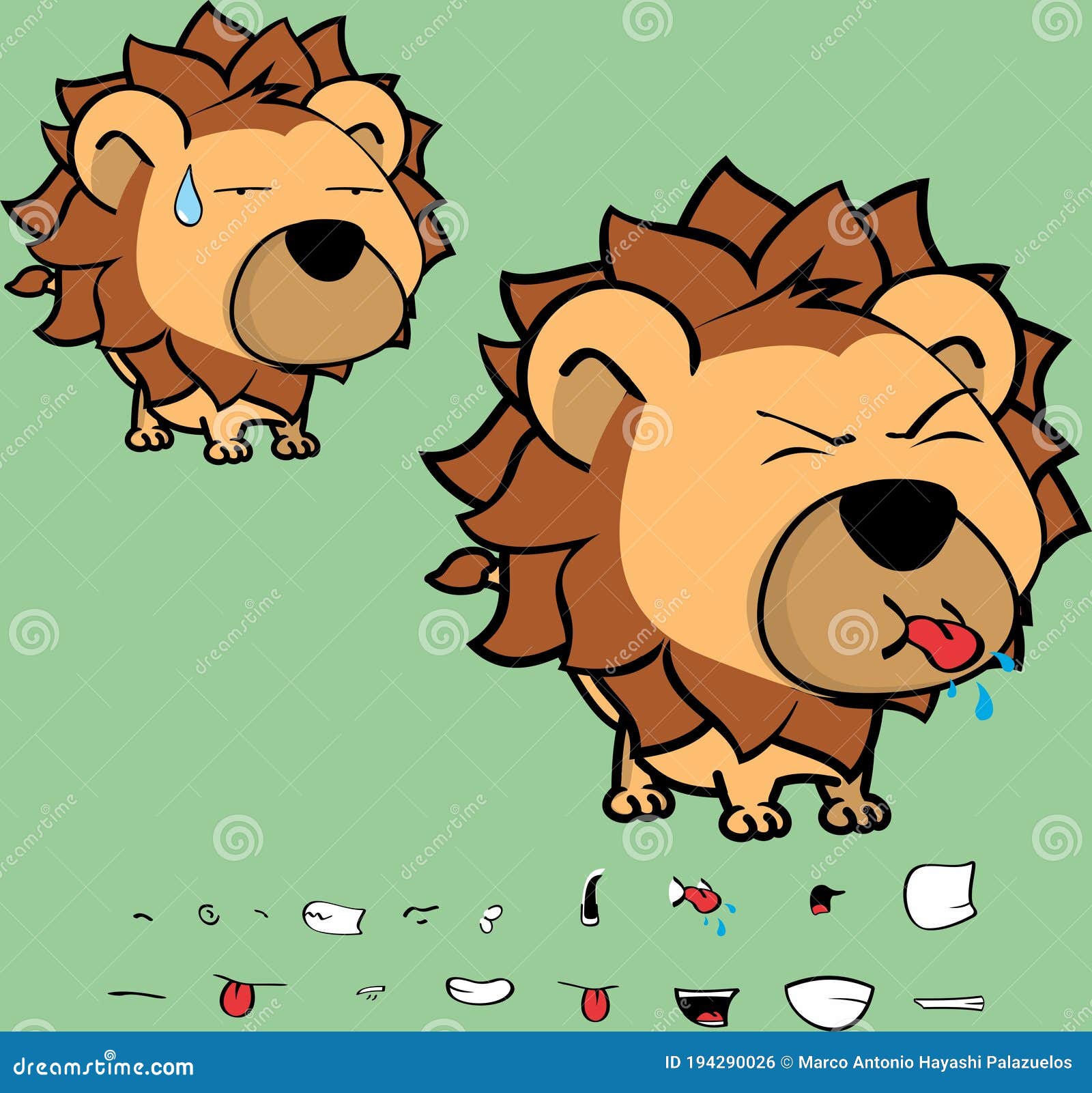 Download Cute Big Head Baby Lion Cartoon Expressions Collection ...