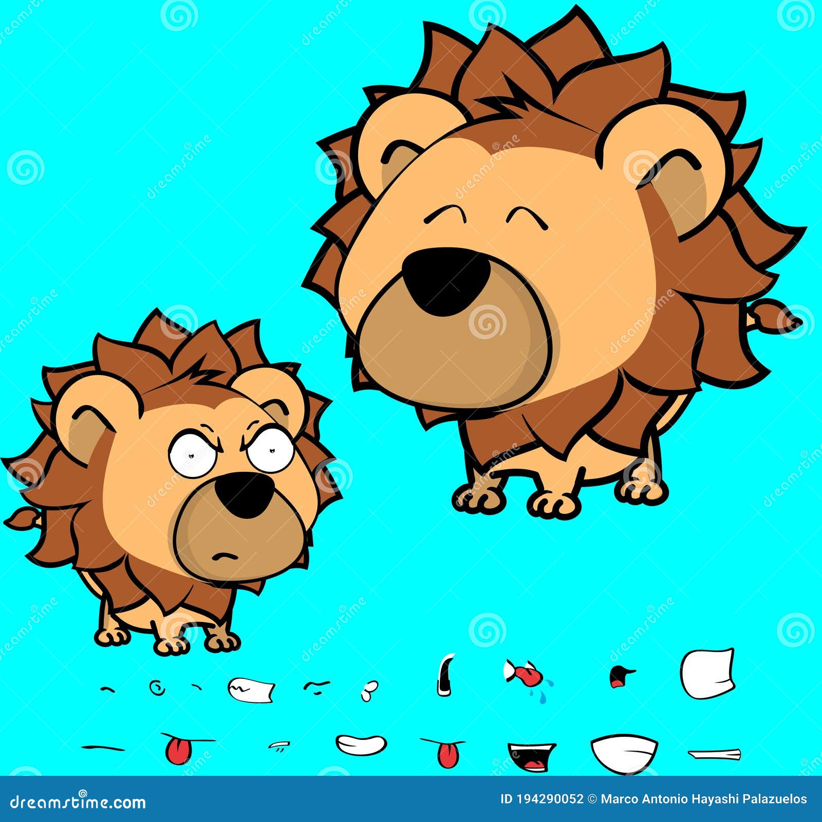 Download Angry Big Head Baby Lion Cartoon Expressions Collection ...