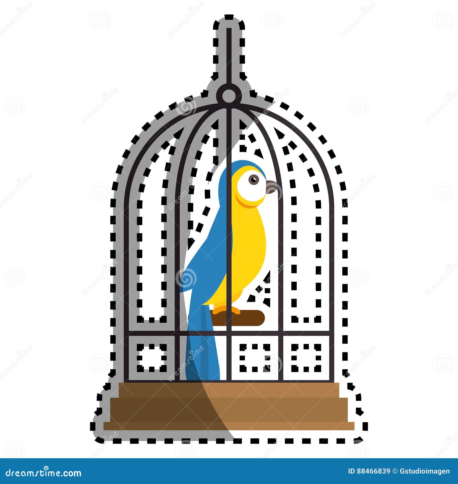 Cute bird in cage mascot stock vector. Illustration of domestic 88466839