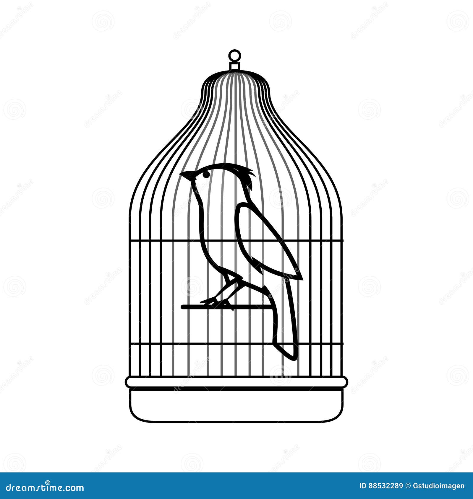 Cute bird in cage mascot stock vector. Illustration of adorable 88532289