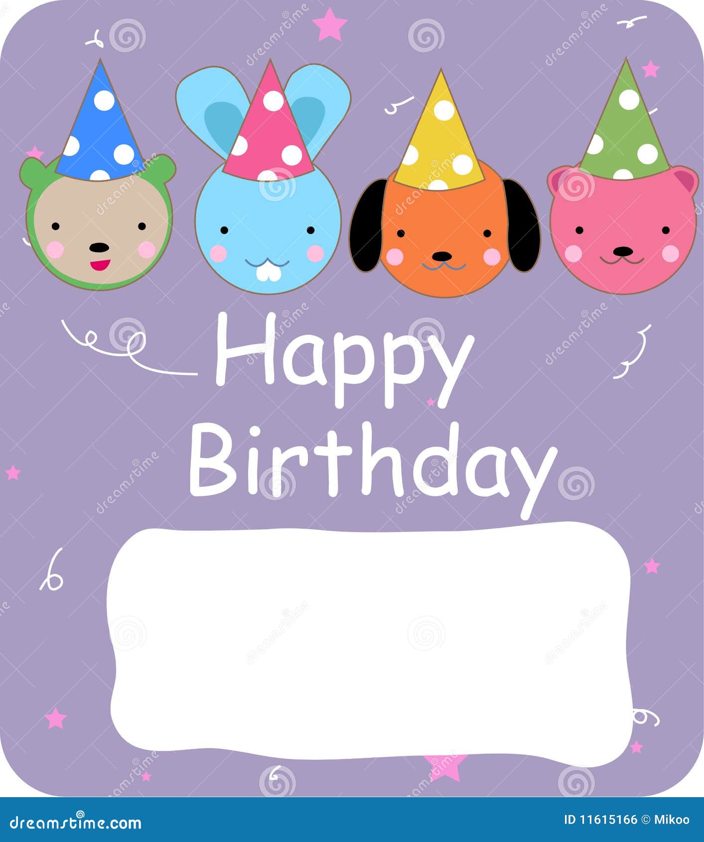 Cute birthday card stock vector. Illustration of animal 11615166