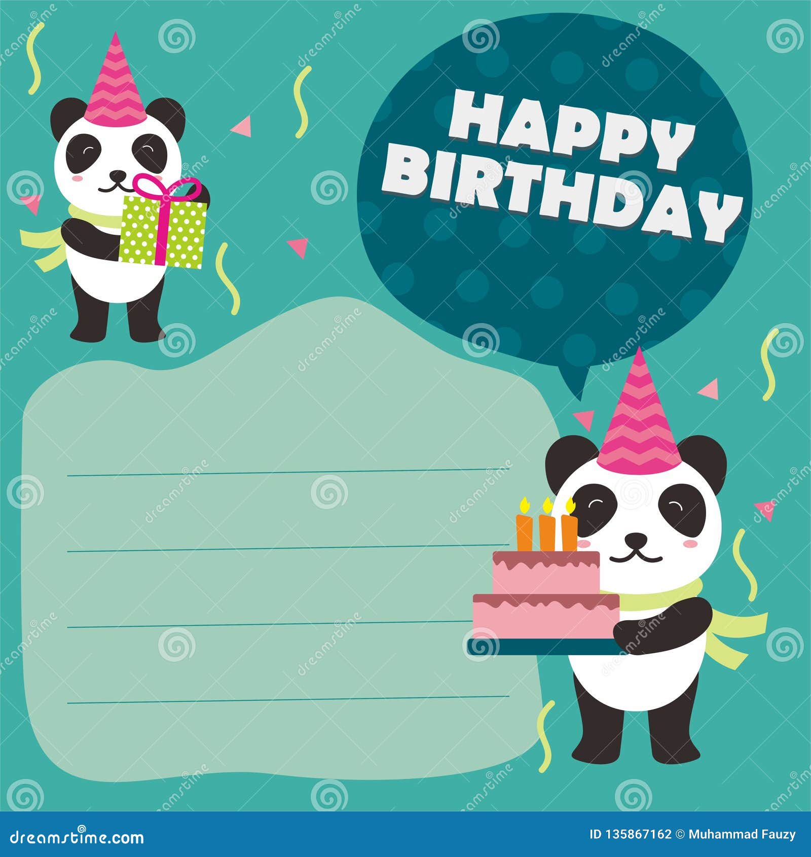 Cute Birthday Card Template with Panda Character Stock Vector - Illustration of cartoon, banner: 135867162 Cute Birthday Card Template with Panda Character Stock Vector - Illustration of cartoon, banner: 135867162