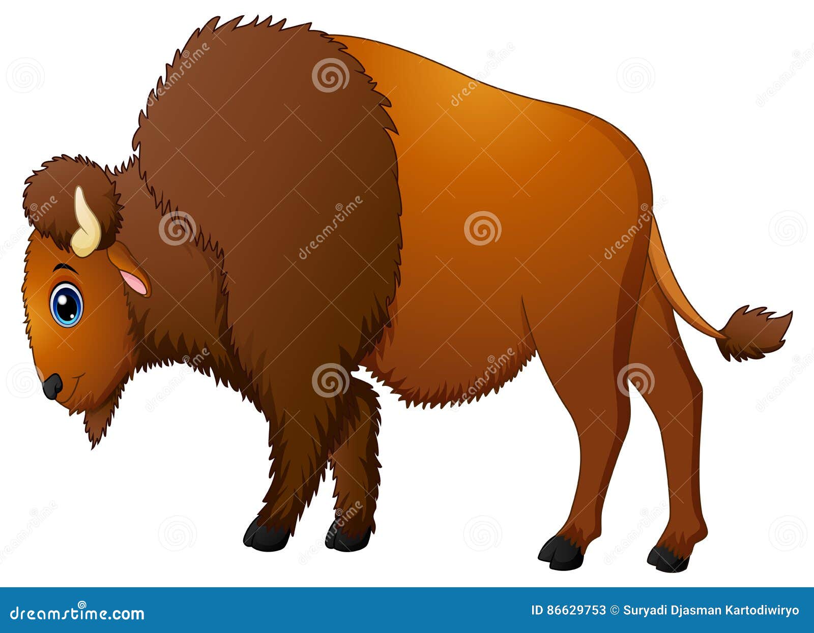 Cute bison cartoon stock vector. Illustration of happy - 86629753