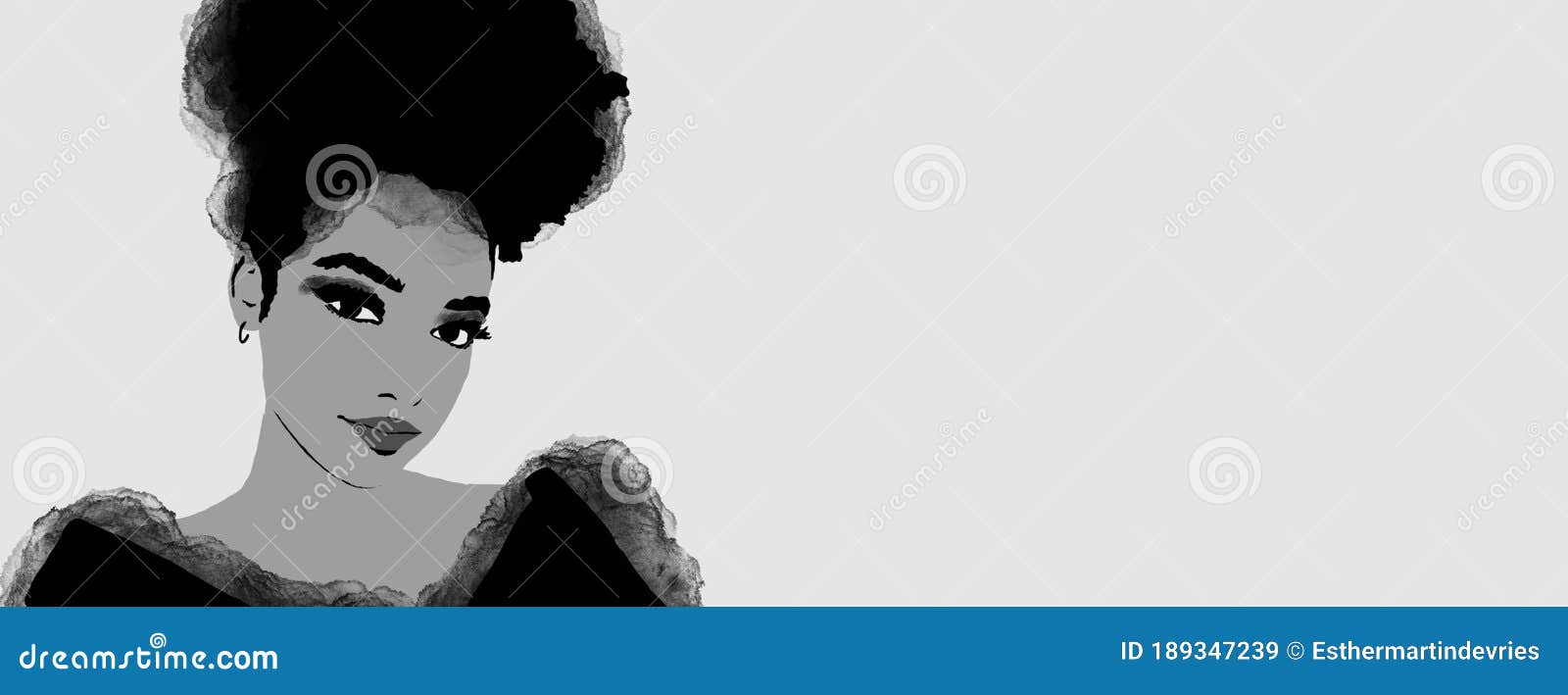 Cute Black African American Girl or Woman with High Puff Afro Hair Style  and Make Up Stock Illustration - Illustration of beauty, cute: 189347239