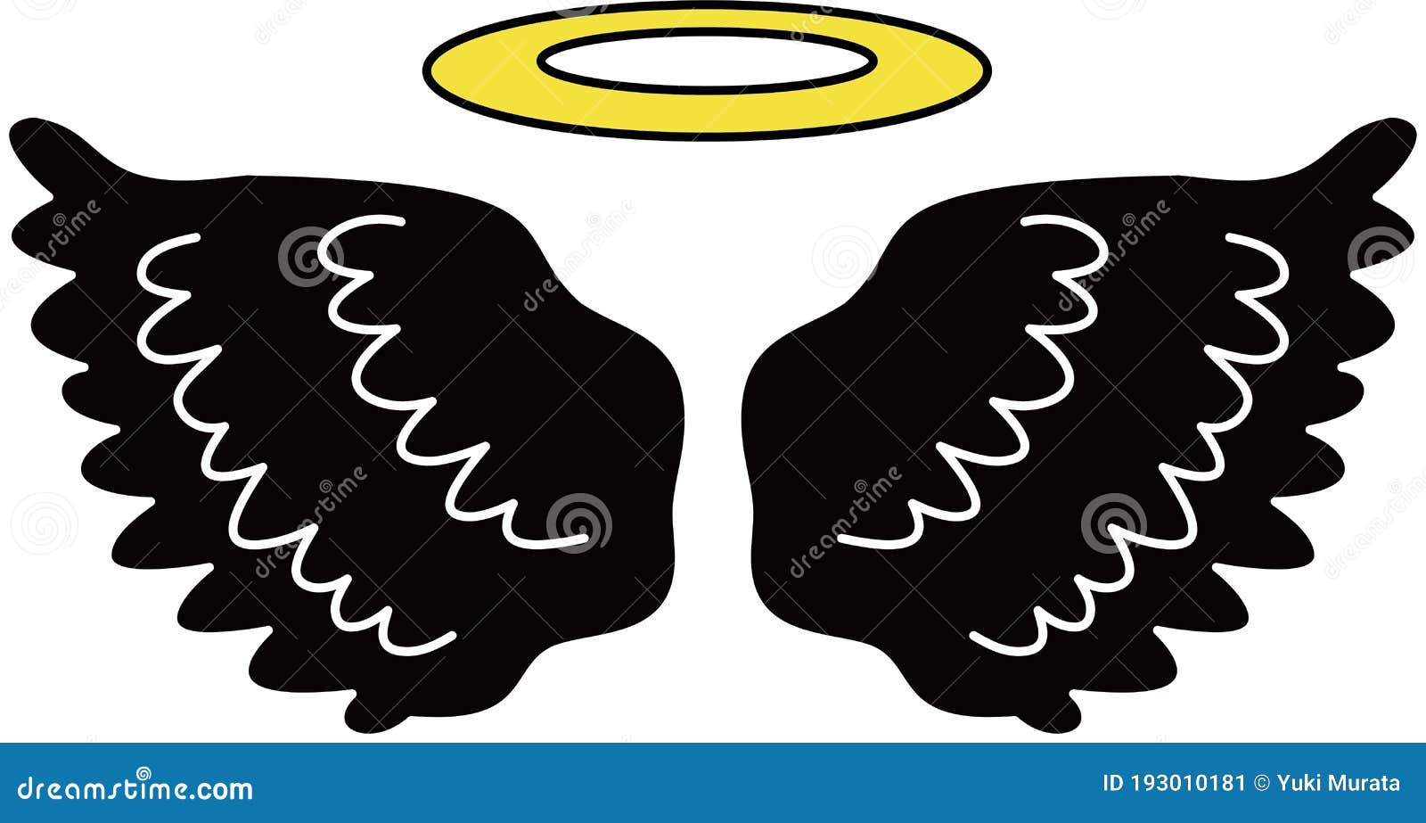 Cute Black Angel Wings With Angel Ring Stock Vector Illustration Of