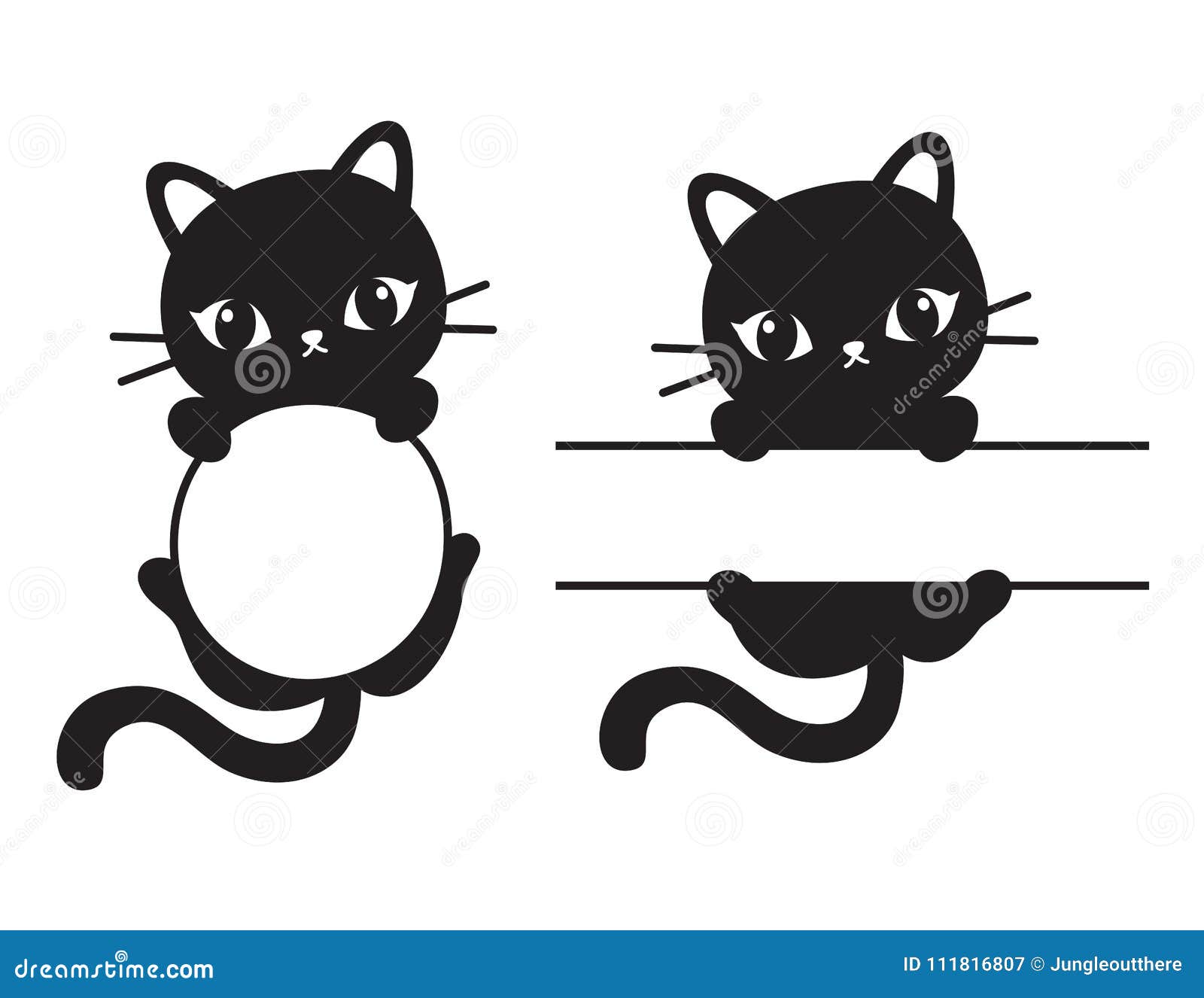 Cute Black Cat Frame Vector Illustration Stock Vector Illustration Of Rectangular Banner 111816807