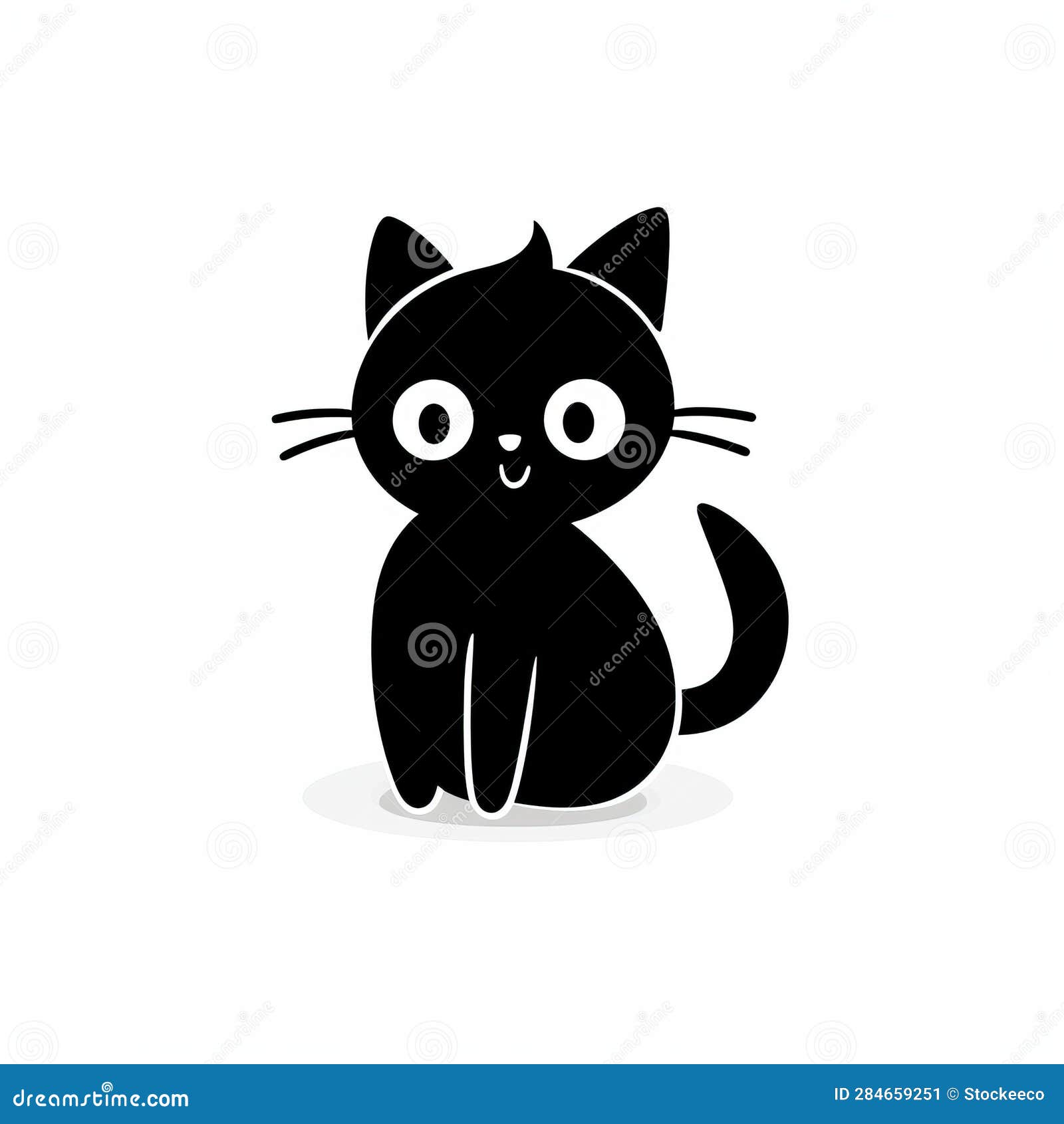 Icon Kawaii, Free Vector Cat Icon, A Lineal Icon Depicting Cartoon