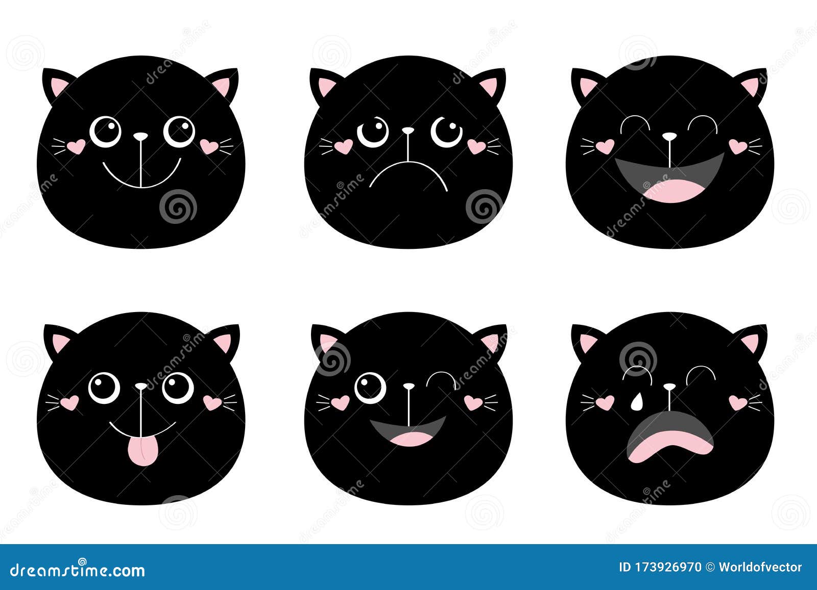 Black cat icon cute funny cartoon smiling Vector Image