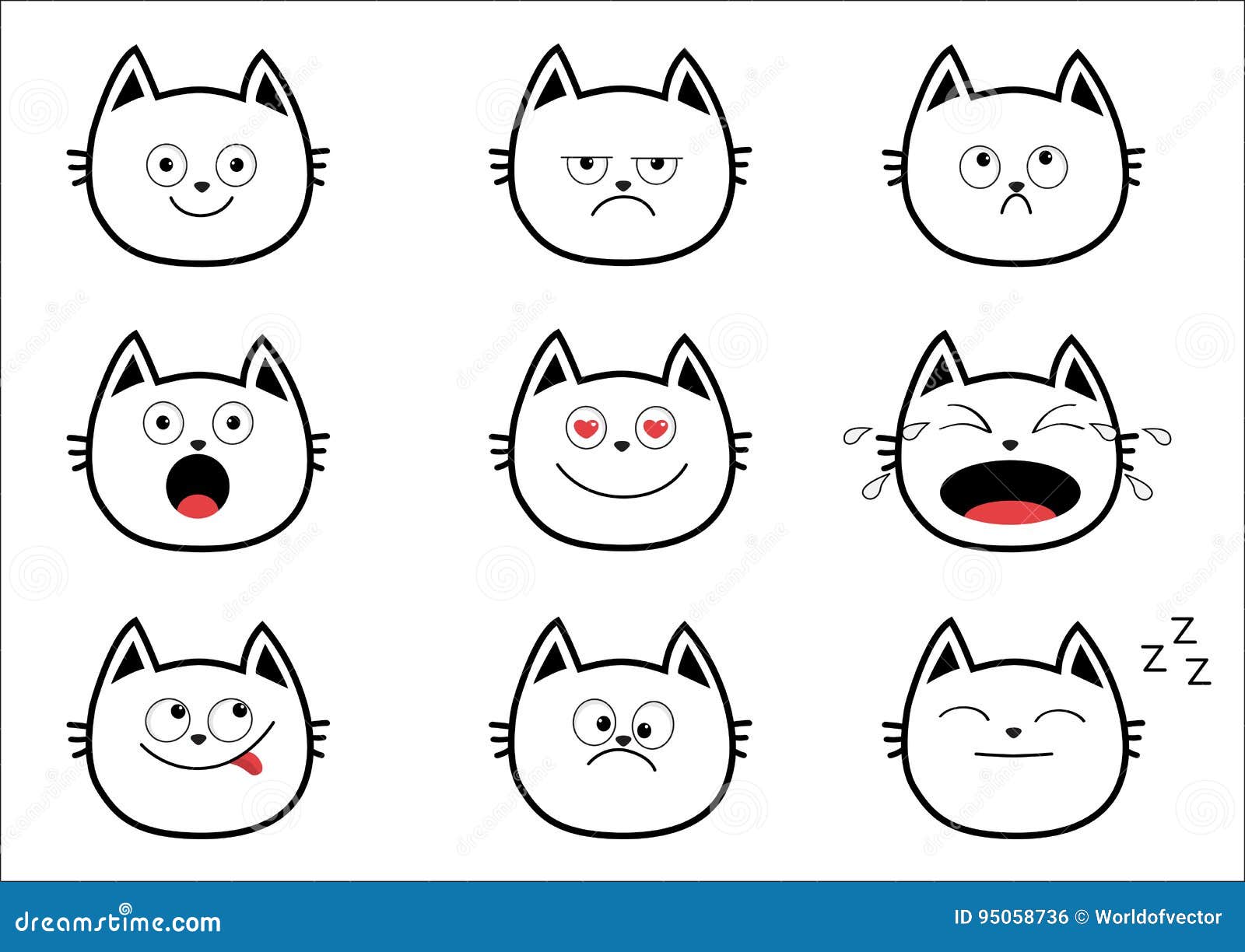 Premium Vector  Cat emoji smile cry angry surprise icon set cute cartoon