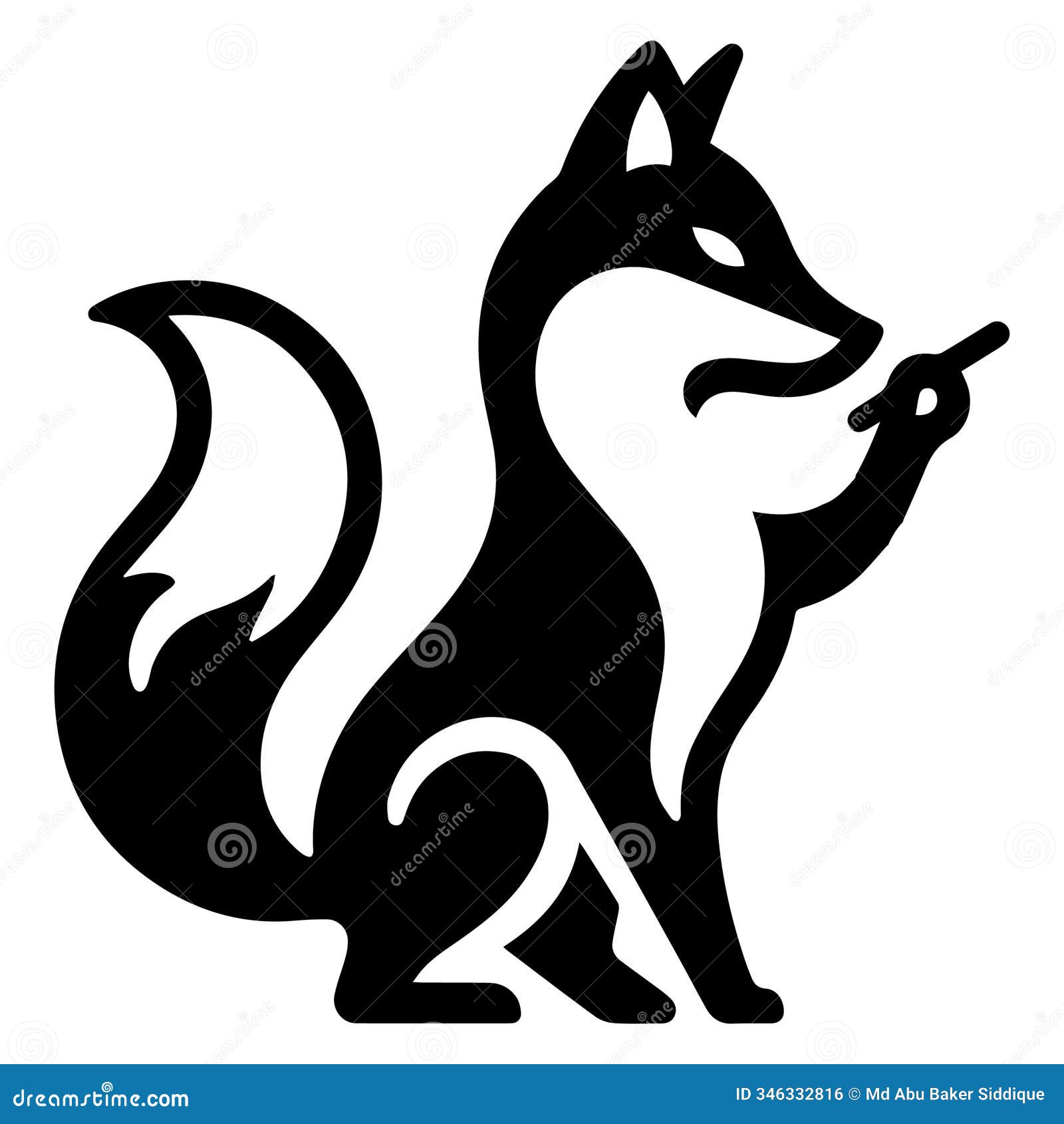 cute black fox   in silhouette style