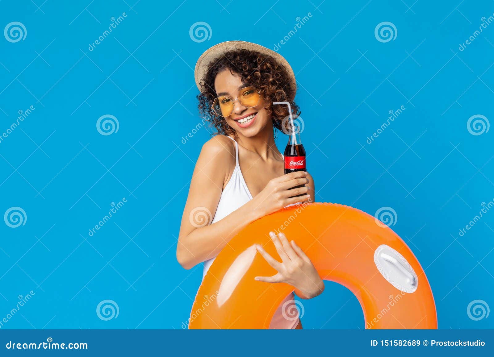 Cute Black Girl Drinking Coca-Cola Classic with Straw Editorial Stock ...