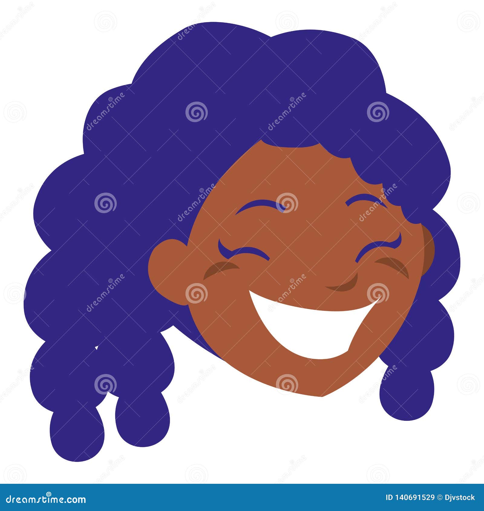 Cute Black Girl Head Character Stock Vector - Illustration of funny ...