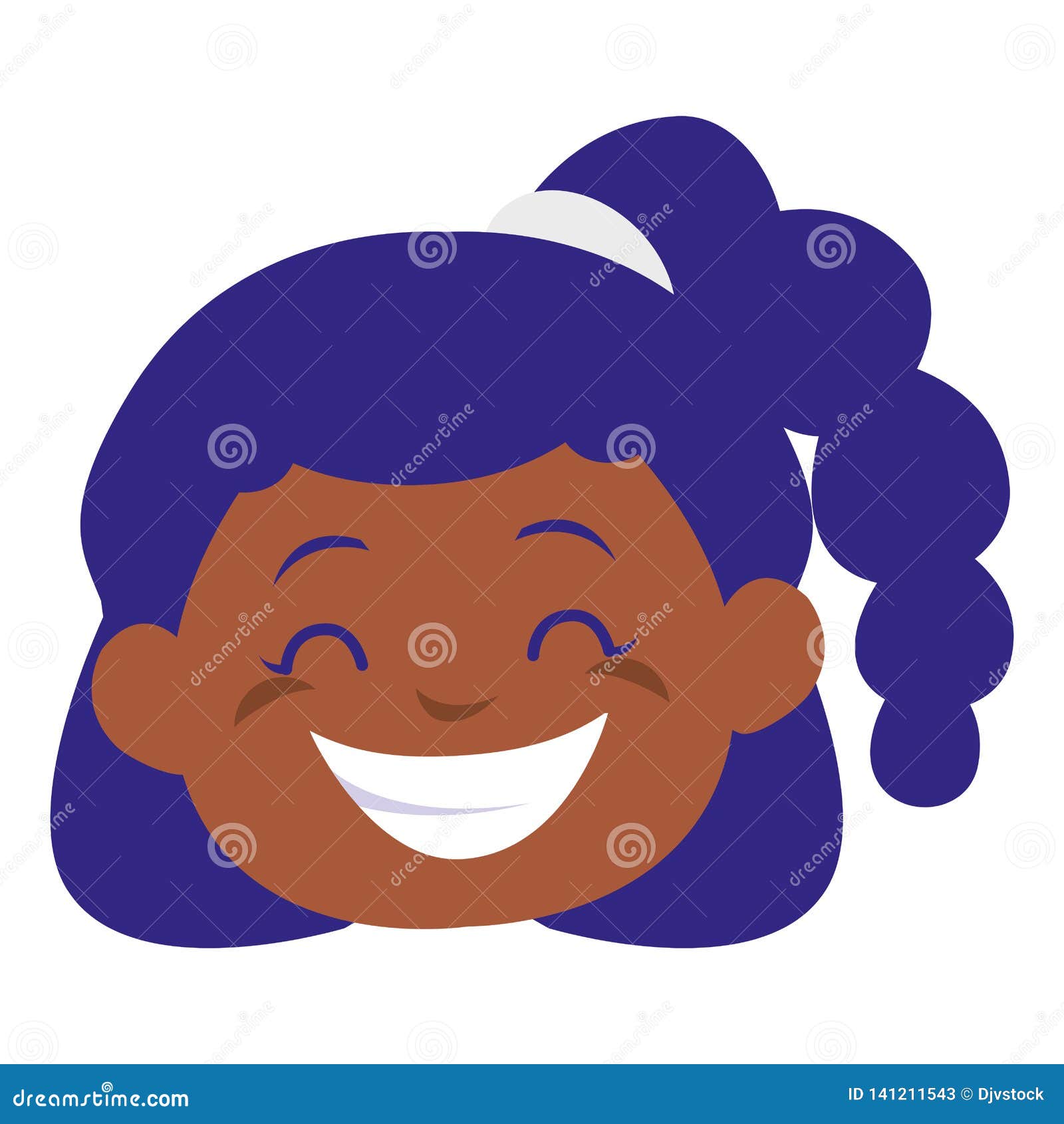 Cute Black Girl Head Character Stock Vector - Illustration of female ...