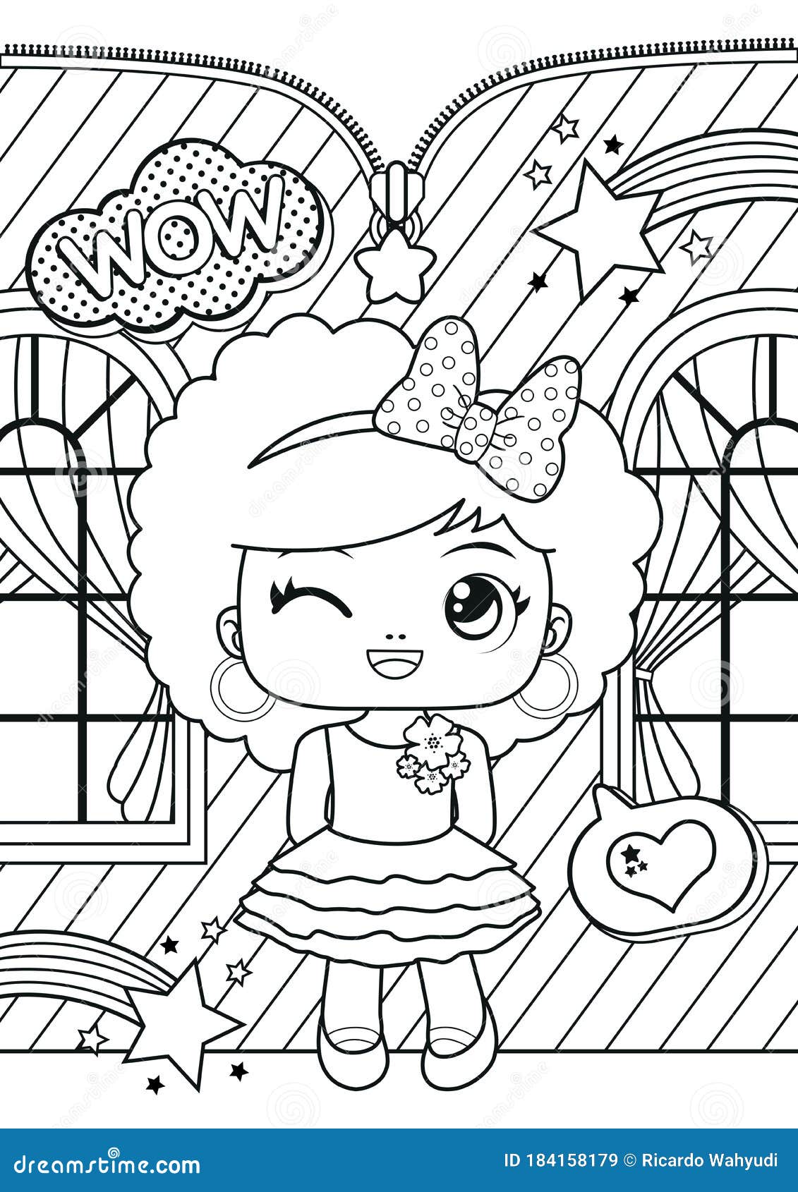 Cute Black Girl Kids Coloring Pages Stock Vector   Illustration of ...