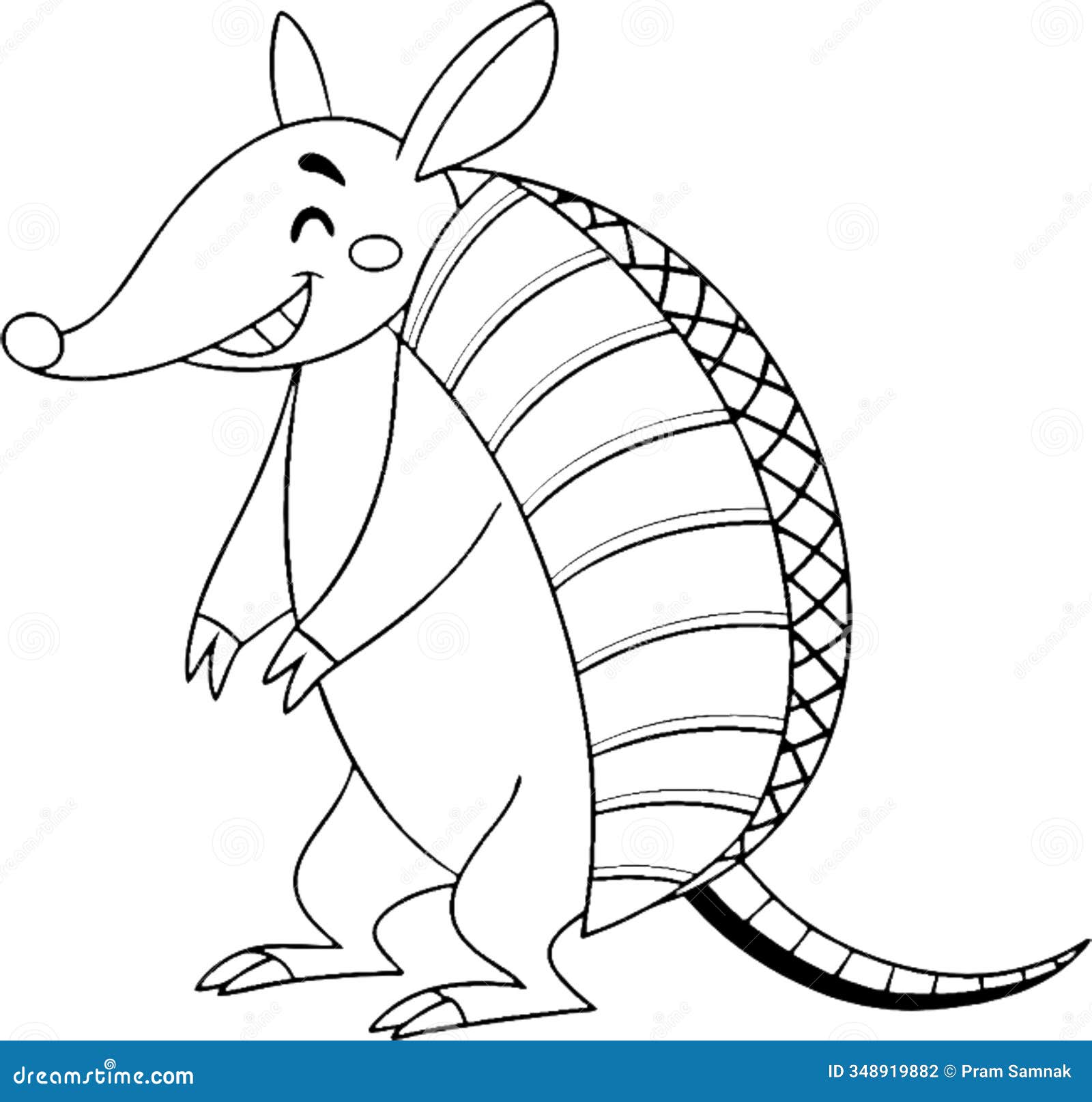 adorable armadillo cartoon in stencil style.