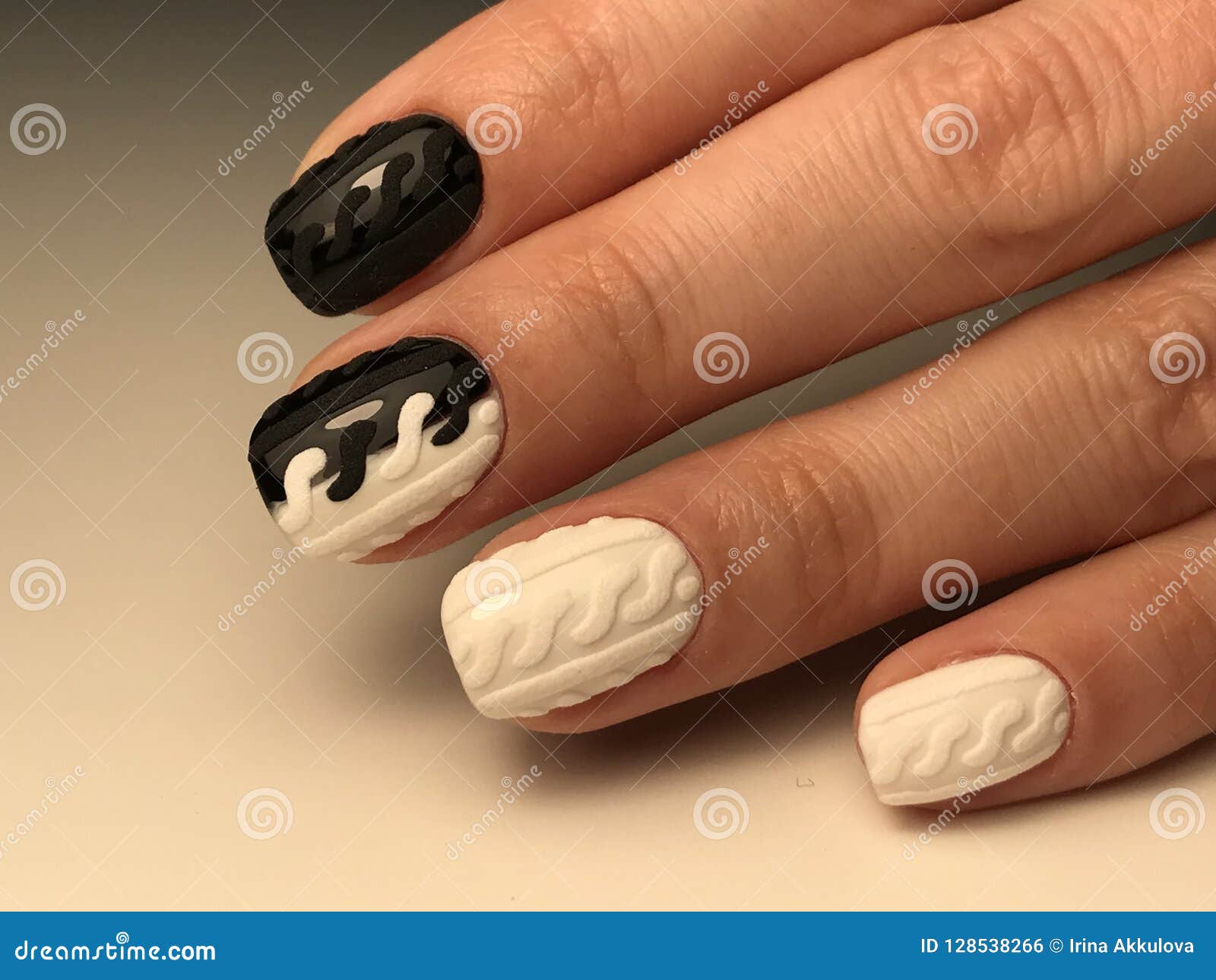 Cute Black And White Nails With Design Stock Photo Image Of Autumn